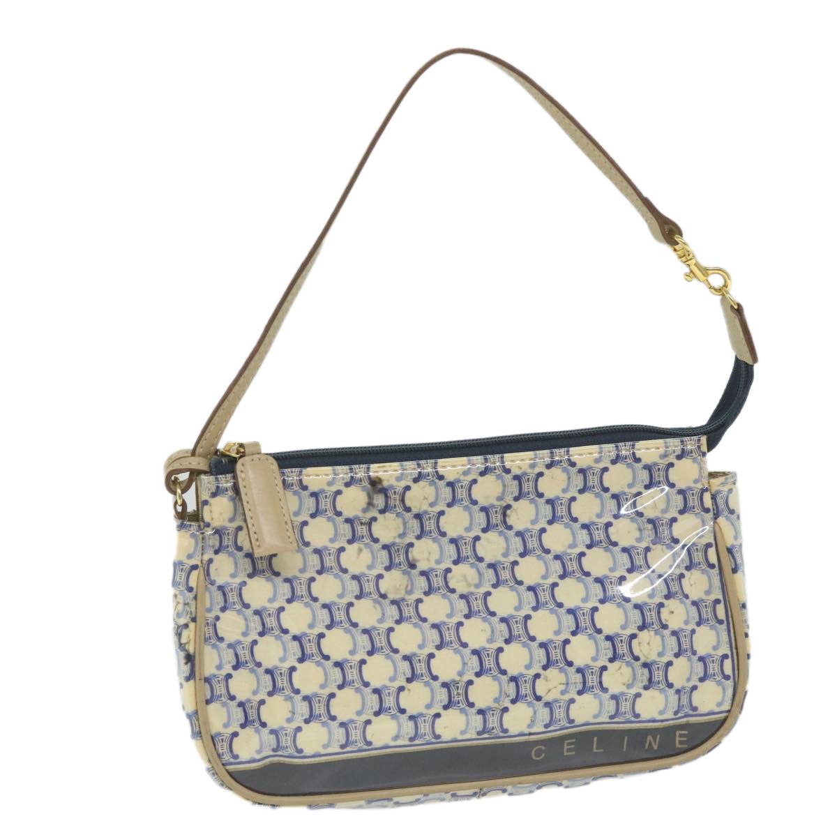 image of Celine Macadam Canvas Accessory Pouch Blue Auth Ti1422, Women's
