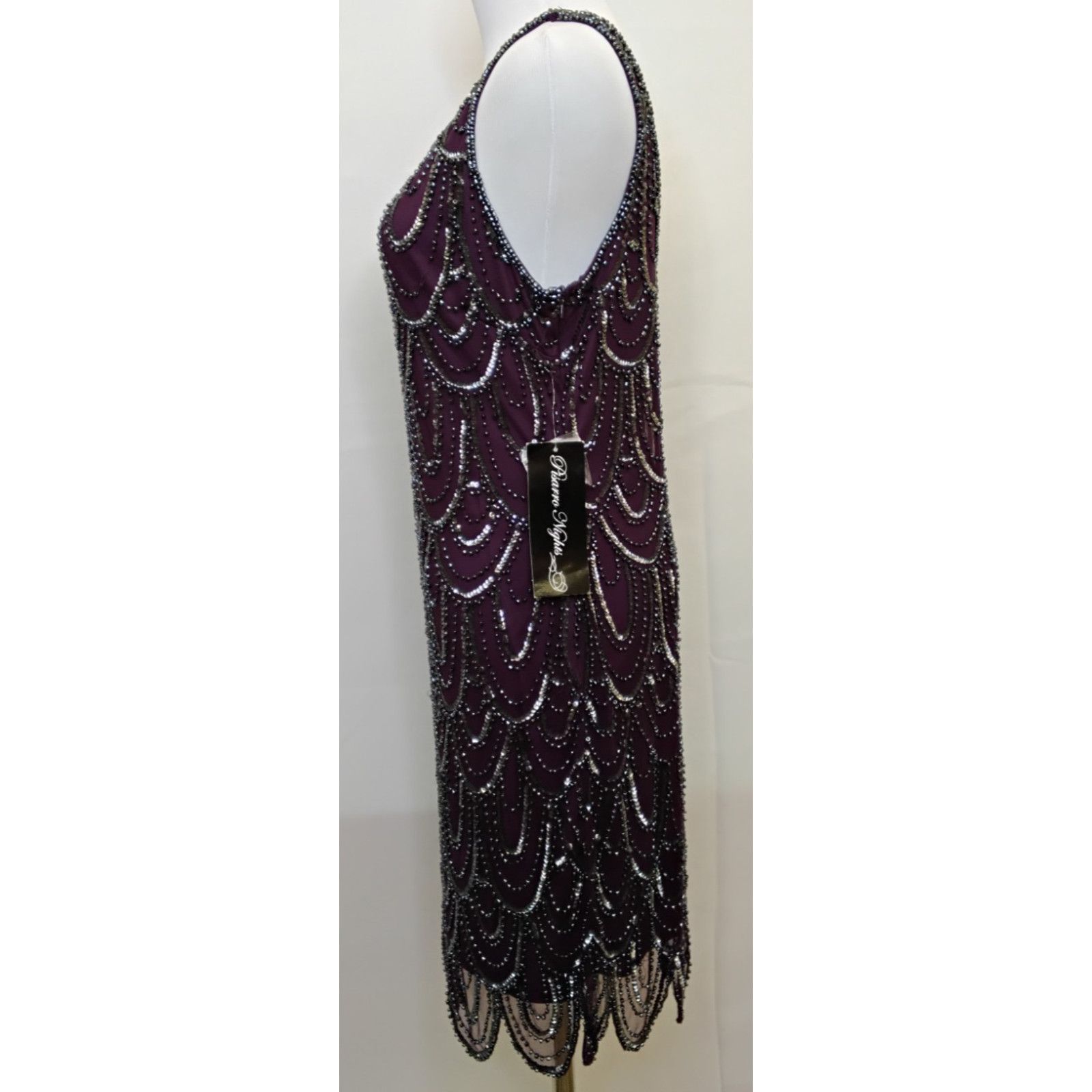 Other Pisarro Nights Carbon Beaded Dress Women's 10 Purple NWT Size L / US 10 / IT 46 - 4 Thumbnail