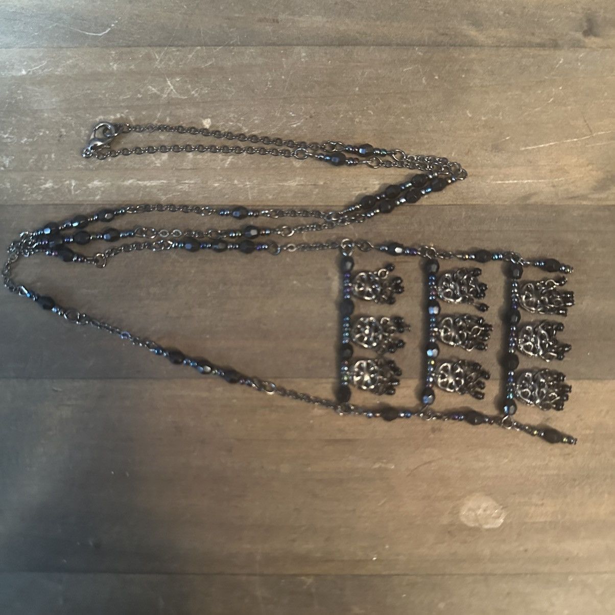 Other Silver tone black station bead ladder necklace Size ONE SIZE - 2 Thumbnail
