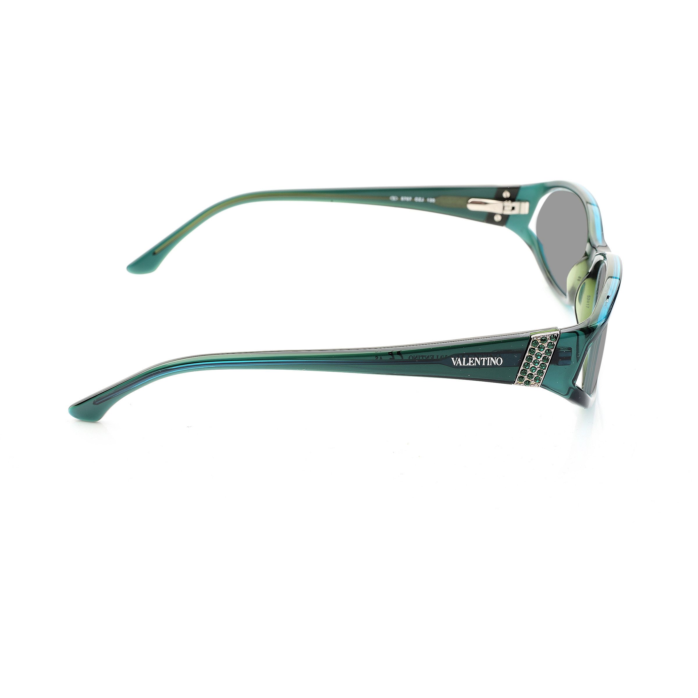 Valentino Valentino '00s Bottle Green Crystals Plastic Sunglasses Size ONE SIZE - 2 Thumbnail