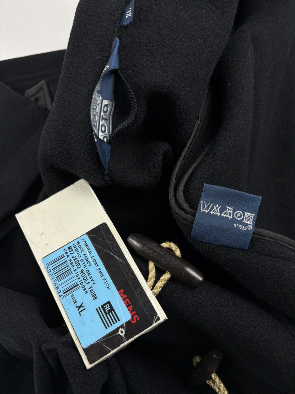 Polo Ralph Lauren DEADSTOCK 90’s POLO RL Admiral Wool Black Duffle Toggle Pea Coat Jacket Trench XL Size US XL / EU 56 / 4 - 19 Thumbnail