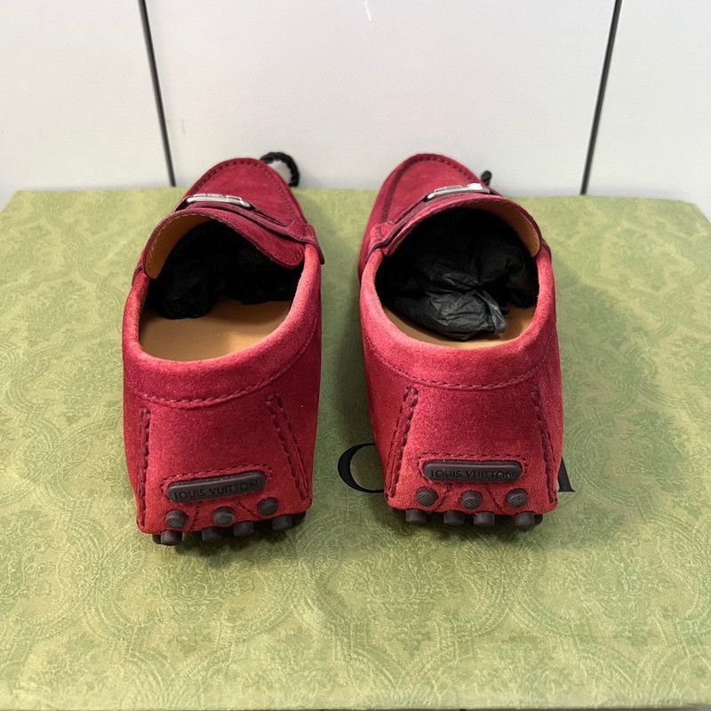 Louis Vuitton Louis Vuitton Red Suede Moccasins for Men - Size US 8 / EU 41 - 3 Thumbnail