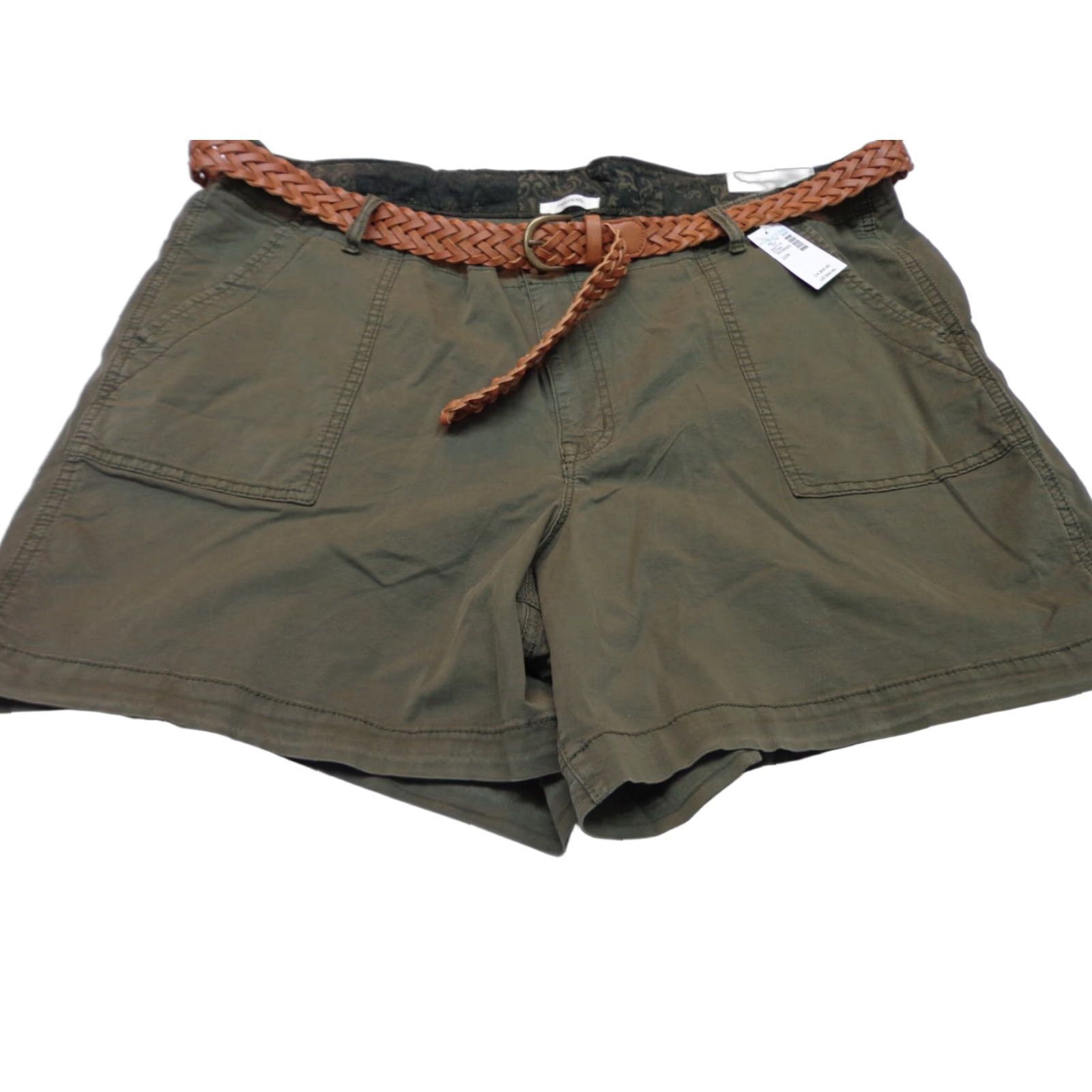 Vintage Maurices Belted Shorts Womens 22 Green Mid Rise with Belt Pocket NEW Size 40" / US 18 - 1 Thumbnail