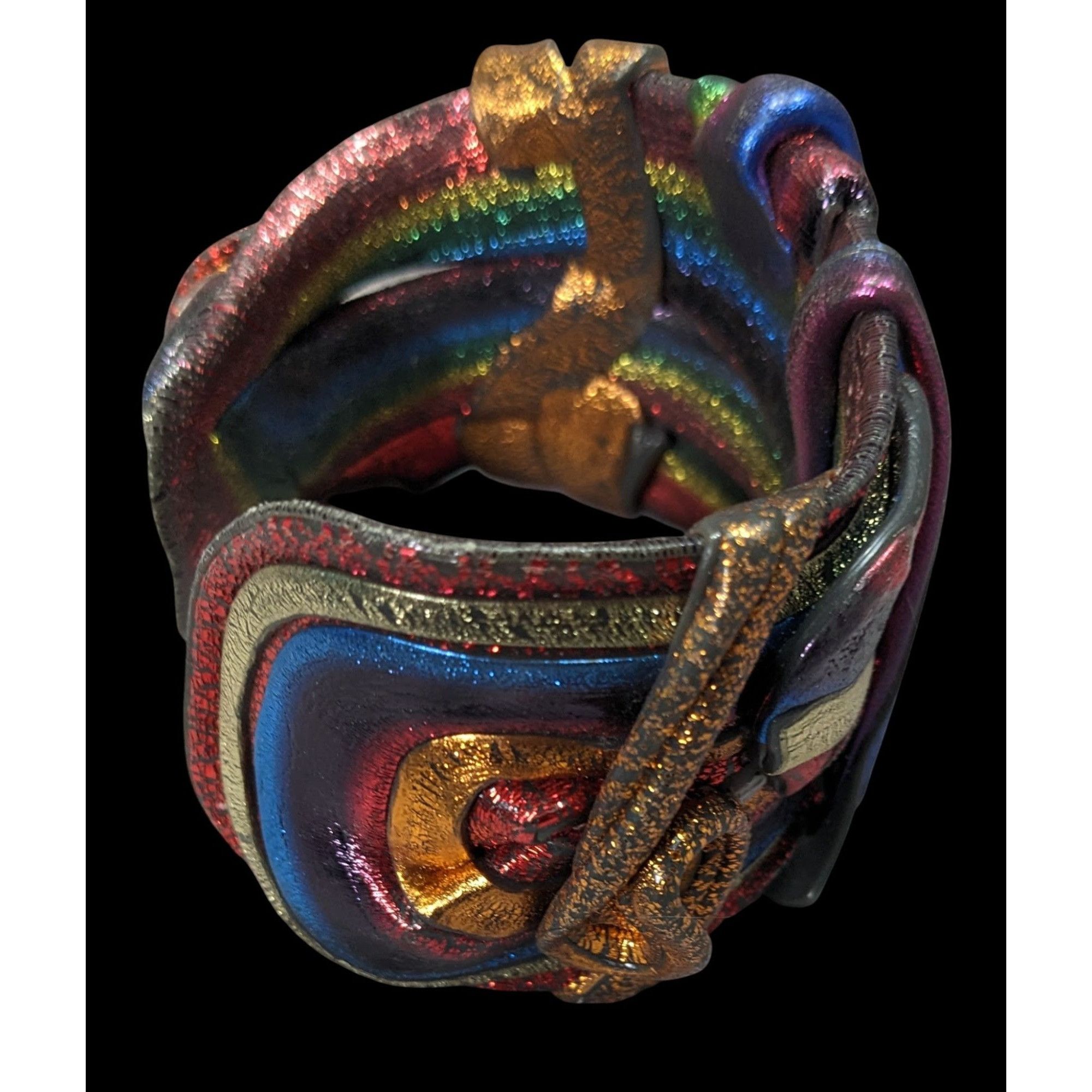 Handmade Handcrafted Metallic Rainbow Swirl Artisan Cuff Bracelet Wea Size ONE SIZE - 4 Thumbnail