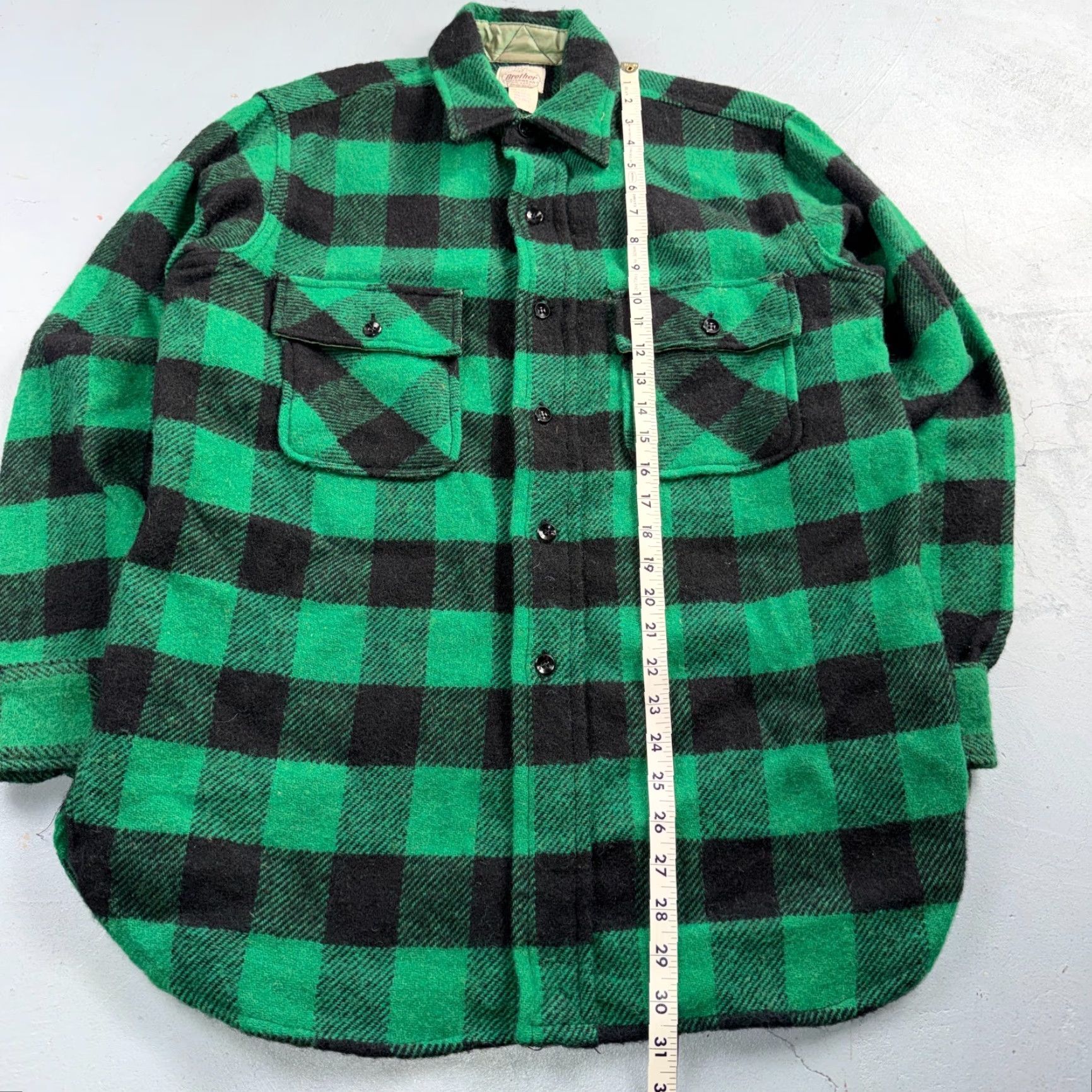 Vintage VINTAGE Five Brother Button-Down Shirt Buffalo Plaid Wool Green 1950s Rockabilly Mens L Casual Long Sleeve Flannel Size US L / EU 52-54 / 3 - 4 Thumbnail
