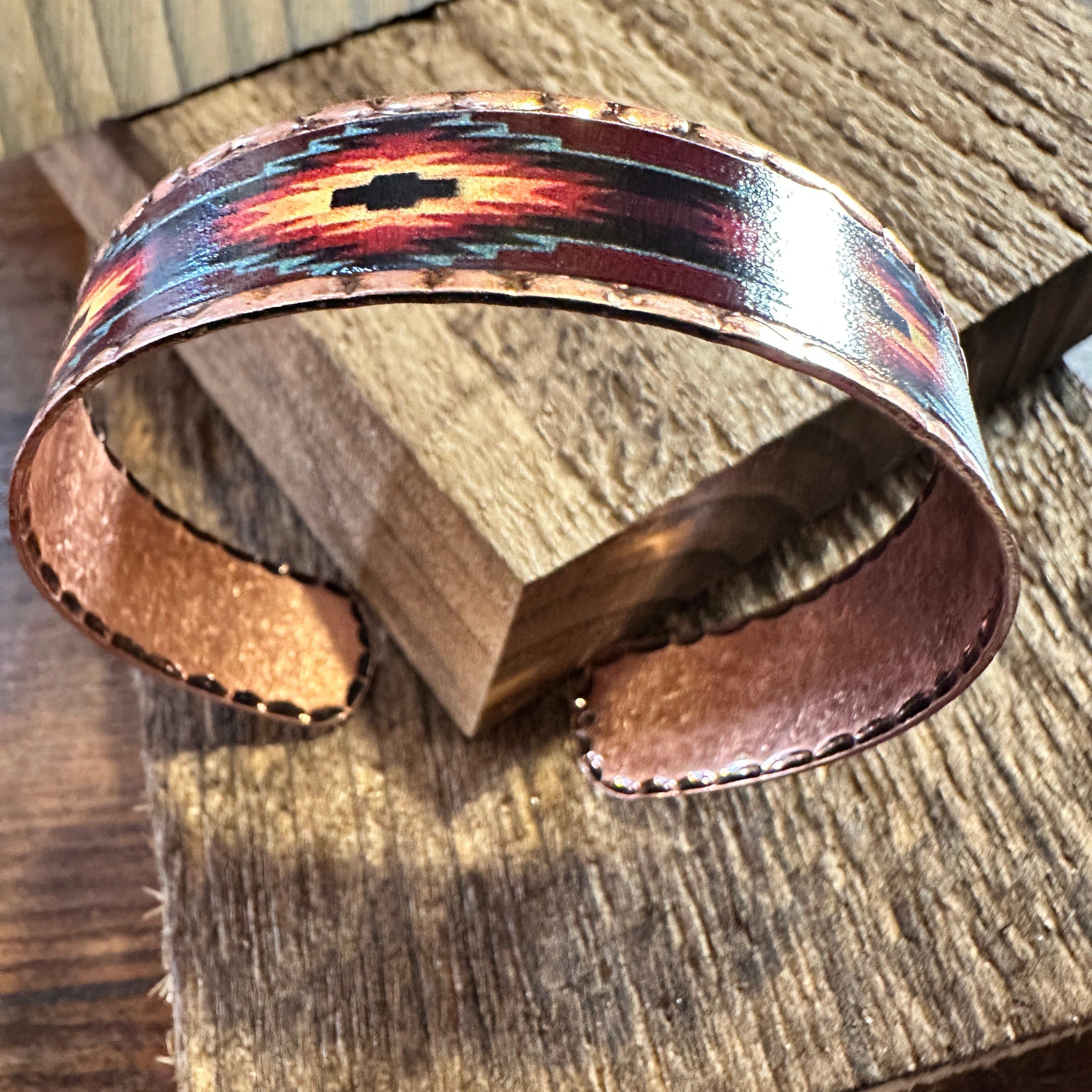 Other Handmade Boho Native American Aztek Copper Narrow Cuff Brace Size ONE SIZE - 3 Thumbnail