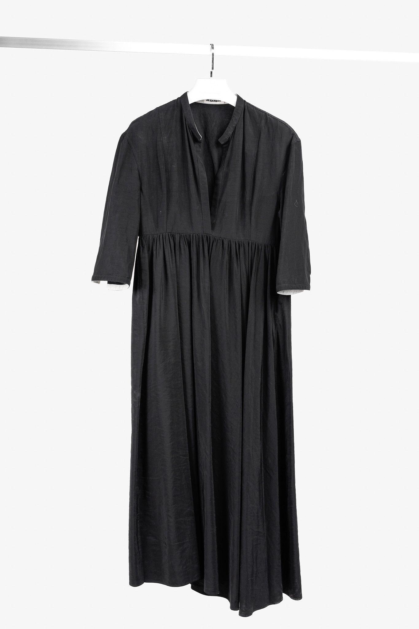 Jil Sander Jil Sander 2020 Black Linen Washi Paper Trim Maxi Dress Size L / US 10 / IT 46 - 1 Thumbnail