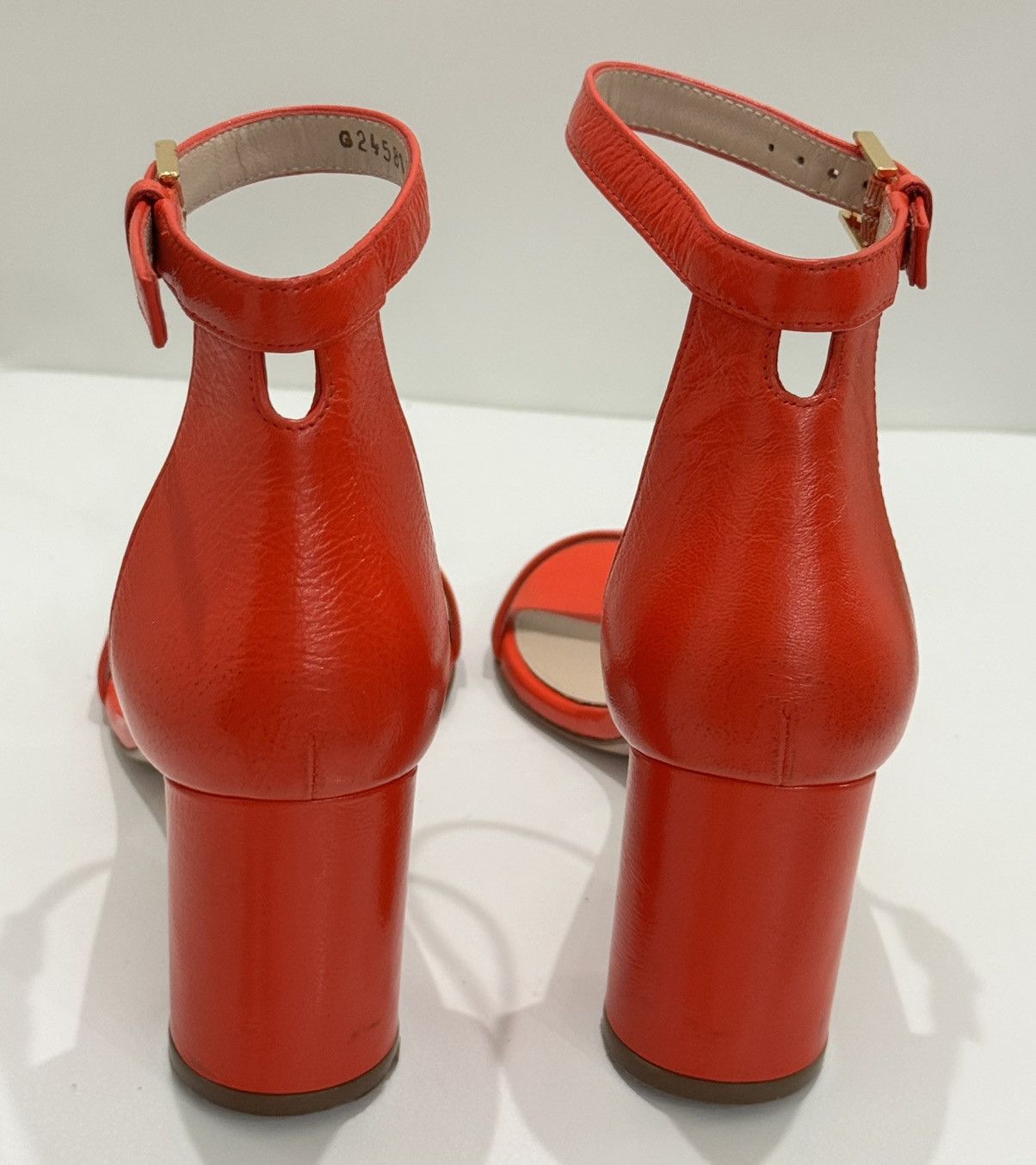 Stuart Weitzman Stuart Weitzman Red Leather Strappy Block Sandals Buckle Size US 7.5 / IT 37.5 - 6 Thumbnail