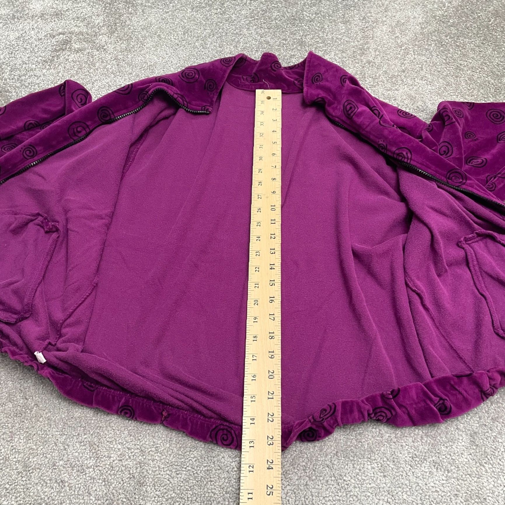 Vintage Unbranded Velousr Sweatshirt Jacket Full Zip Women XL Purple Polka Pocket Casual Size XL / US 12-14 / IT 48-50 - 5 Thumbnail