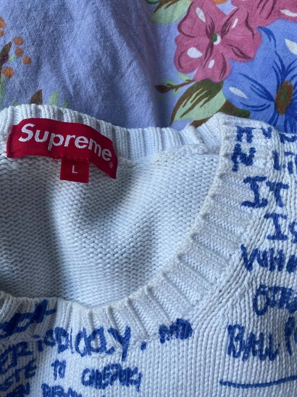 Supreme Supreme Sweater (white/blue) Size US L / EU 52-54 / 3 - 10 Thumbnail
