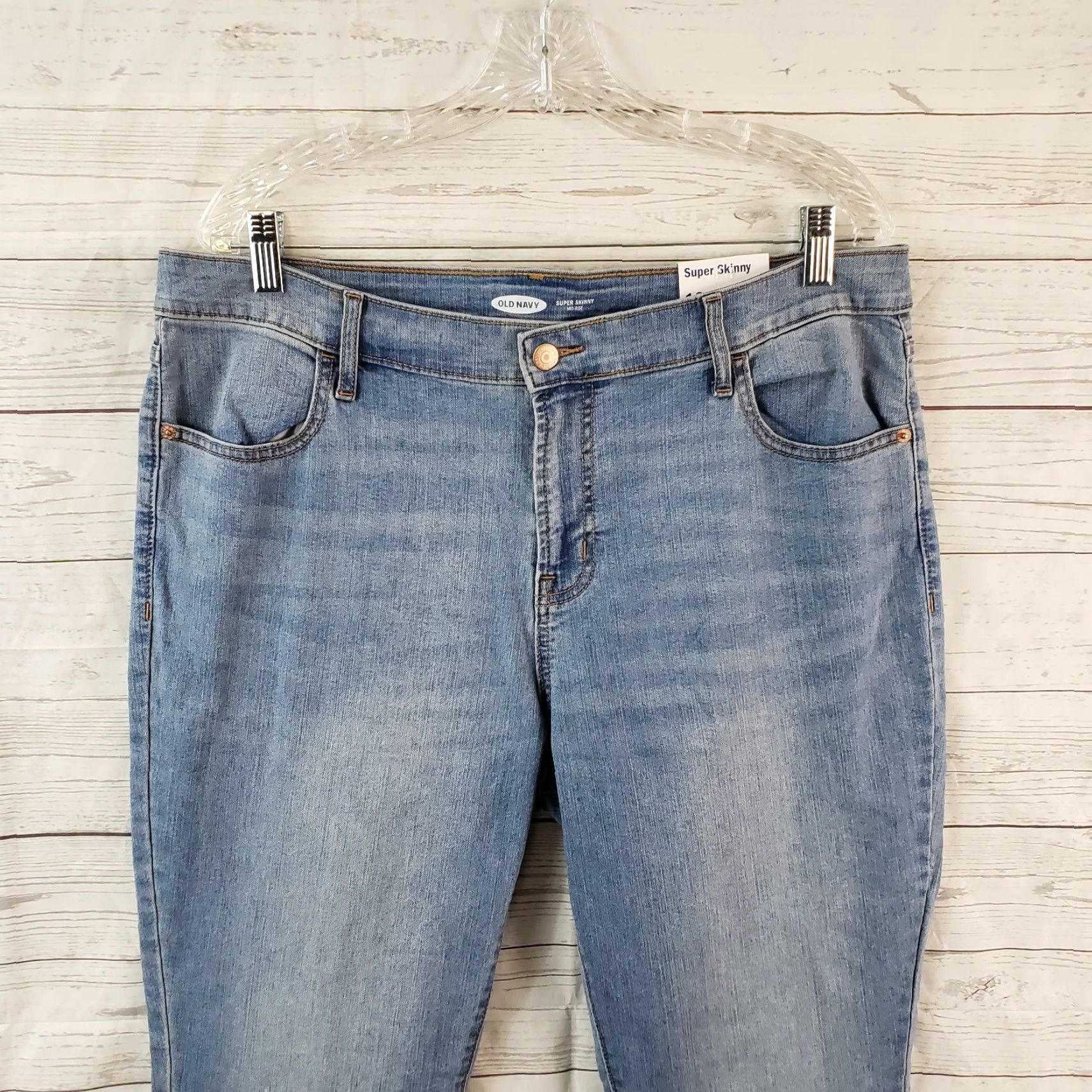 Old Navy Old Navy Womens Super Skinny Jeans Sz 16 Blue Light Wash High Rise - Jeans - 16 - Blue - Skinny - Womens Size 38" / US 16 / IT 52 - 2 Thumbnail