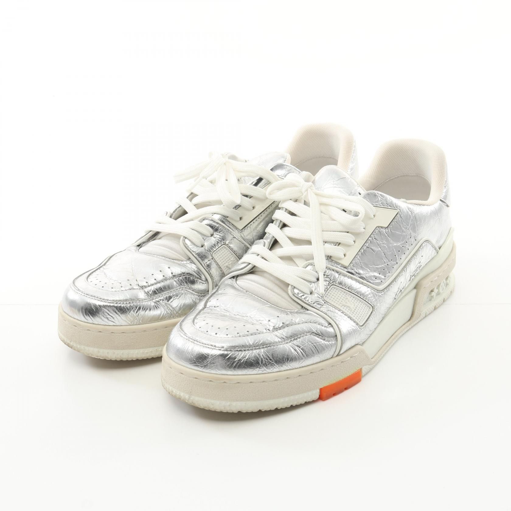 Louis Vuitton Louis Vuitton Lv Trainer Line Leather Sneakers Leather Shoes in Silver, Men's