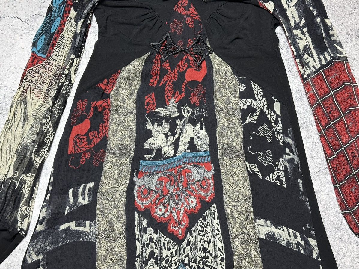 Jean Paul Gaultier Save The Queen Silk Mesh Printed Dress Top Size L / US 10 / IT 46 - 6 Thumbnail