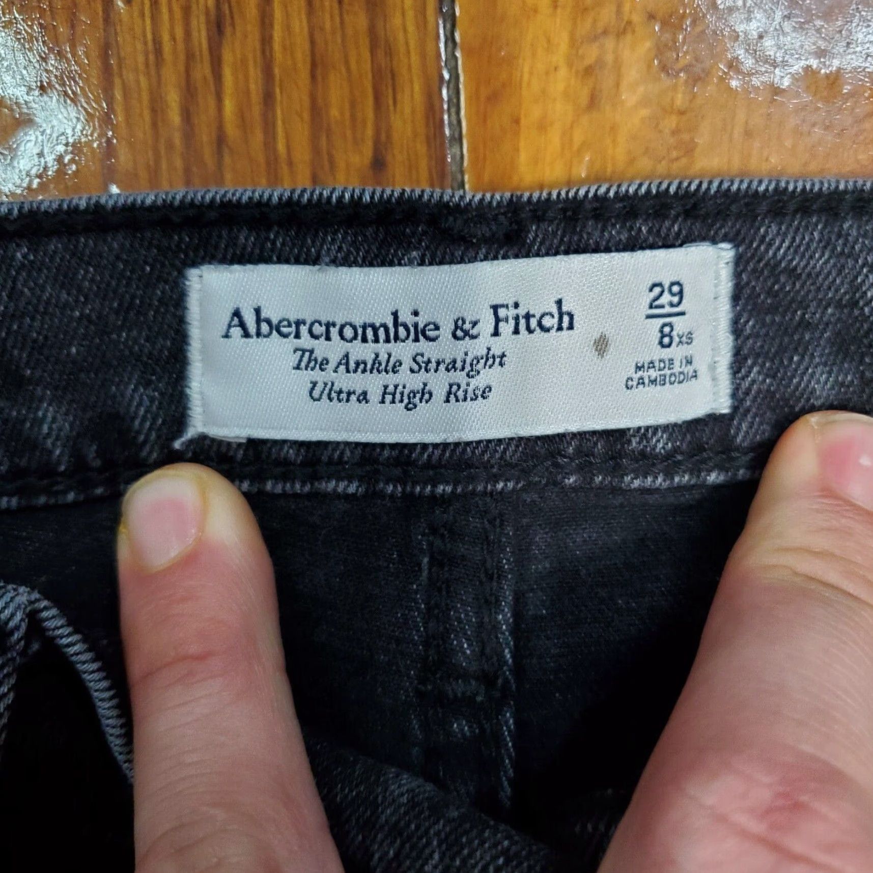 Abercrombie & Fitch Abercrombie & Fitch Jeans The Ankle Straight Ultra High Rise 29 Regular Black Denim 90s City Womens Straight Jeans Size 29" - 6 Thumbnail