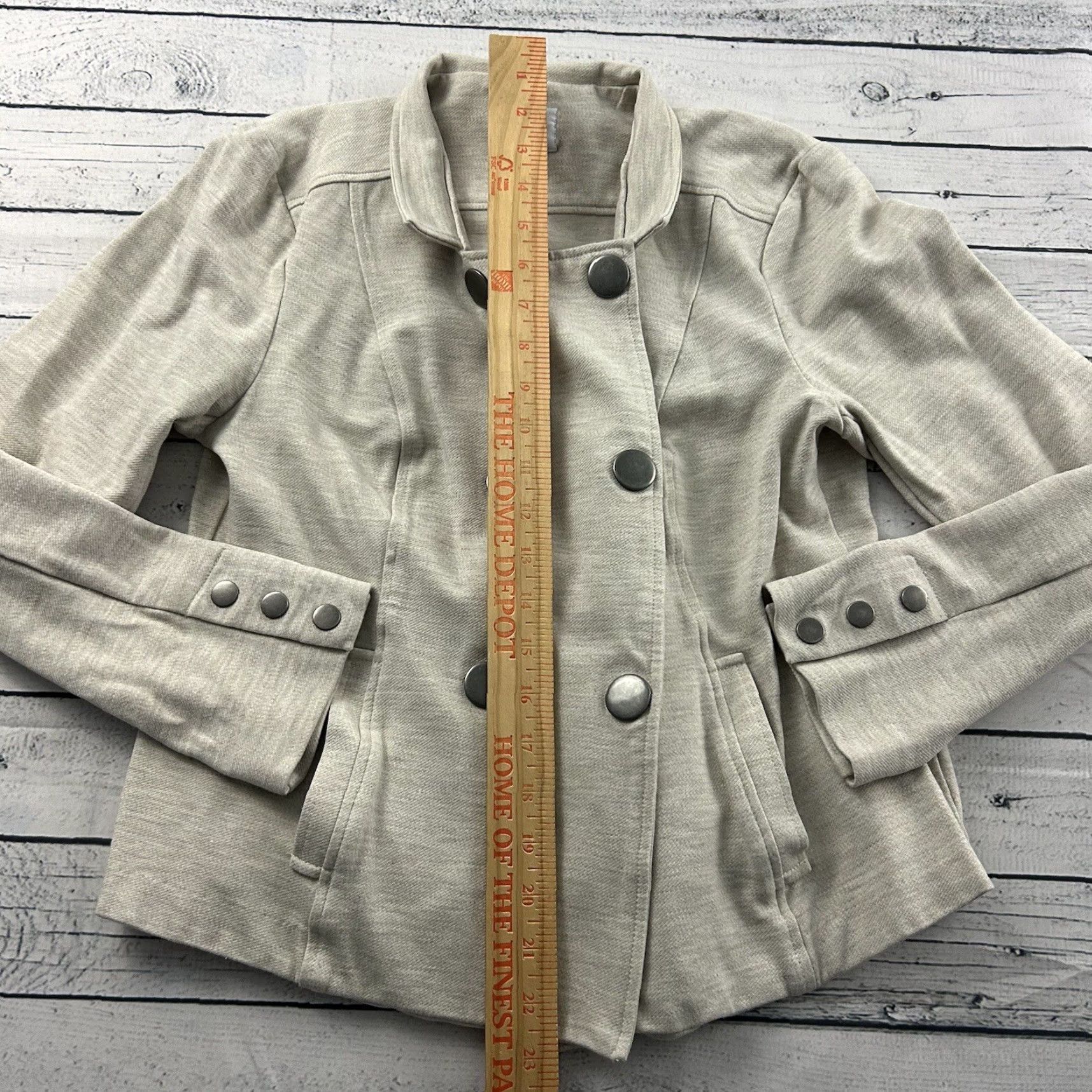 Vintage Cabi Blazer Shirt Women's M Beige Snap Button Casual Jacket Size M / US 6-8 / IT 42-44 - 3 Thumbnail