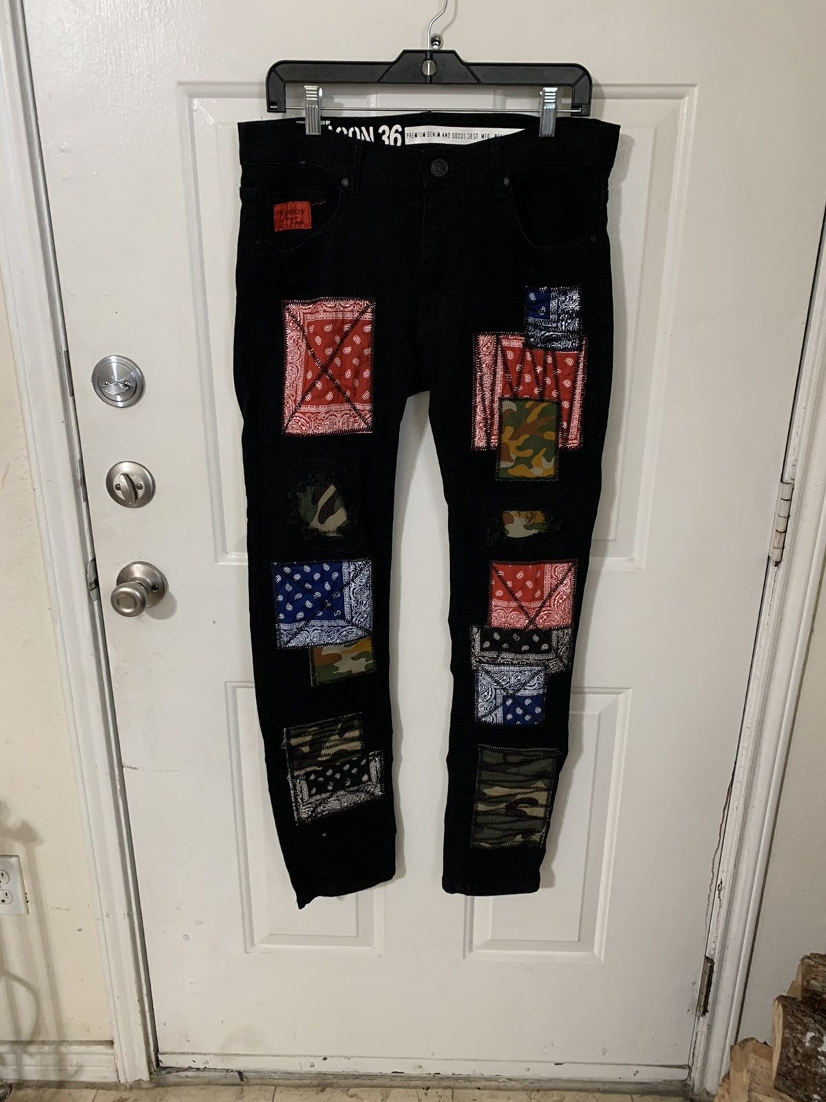 Reason Bandana Patchwork distressed slim skinny jeans Size US 32 / EU 48 - 2 Thumbnail