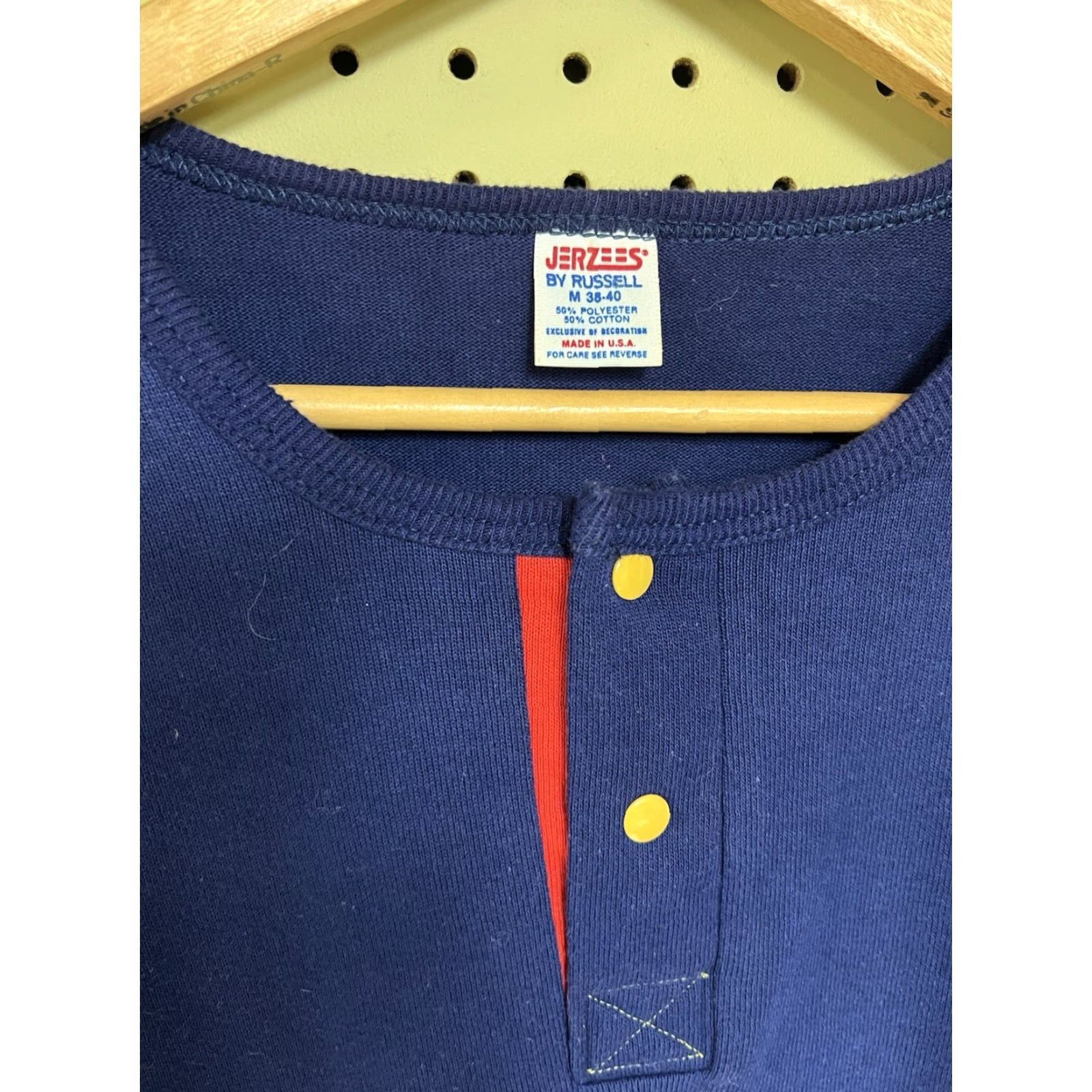 Jerzees VINTAGE Jerzees By Russell Long Sleeve Henley Blue Snap Shirt USA Men’s M Size US M / EU 48-50 / 2 - 3 Thumbnail