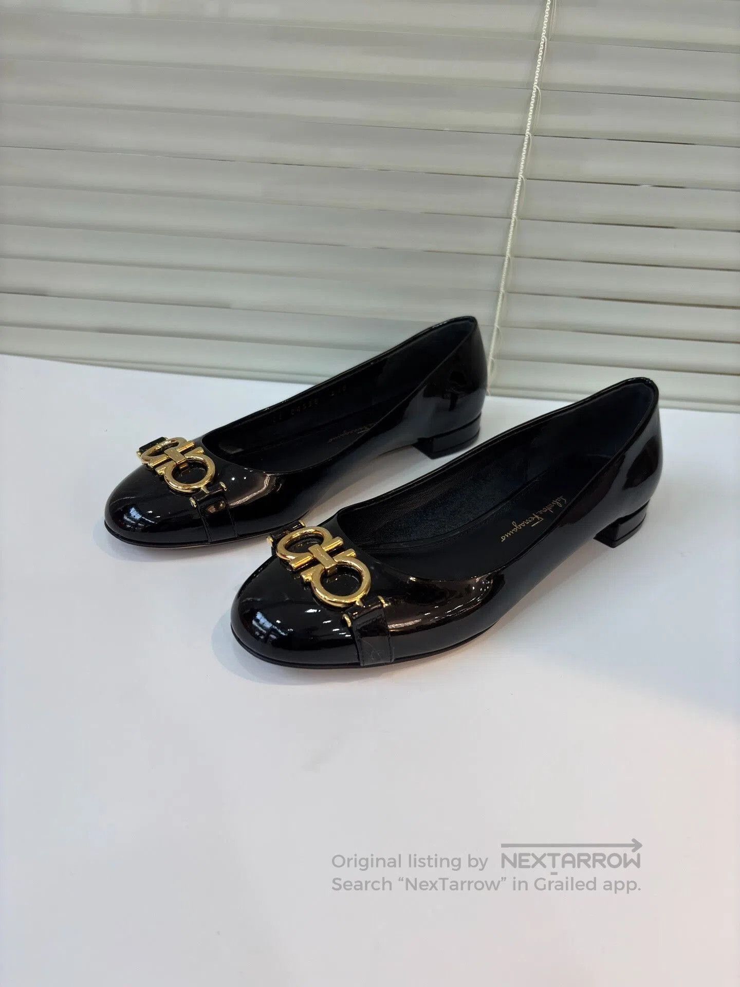 Salvatore Ferragamo Ferragamo Black Patent Leather Flats. Size US 4.5 / IT 34.5 - 1 Thumbnail