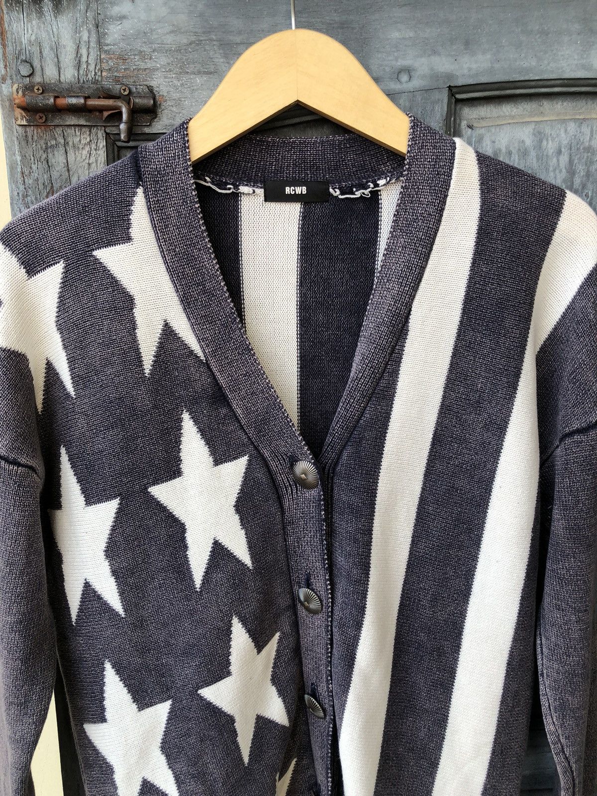 Japanese Brand Rodeo Crowns Japanese Free Size Knit Cardigan Stars Stripes Size US M / EU 48-50 / 2 - 5 Thumbnail