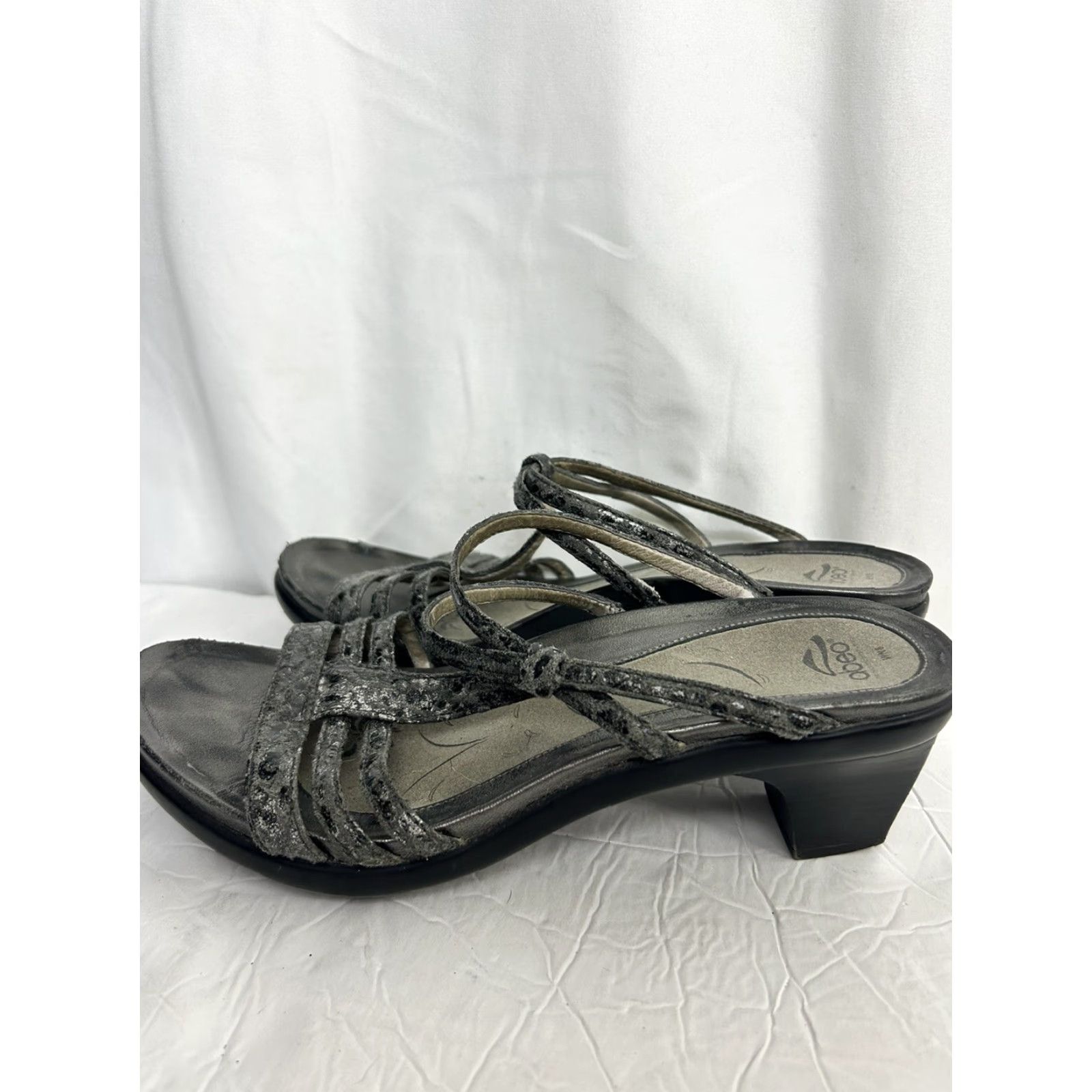 Vintage Abeo Platform Wedge Heels Black Snakeskin T-Strap Slip-On Womens Size 8 Sandals Size US 6 / IT 36 - 7 Thumbnail