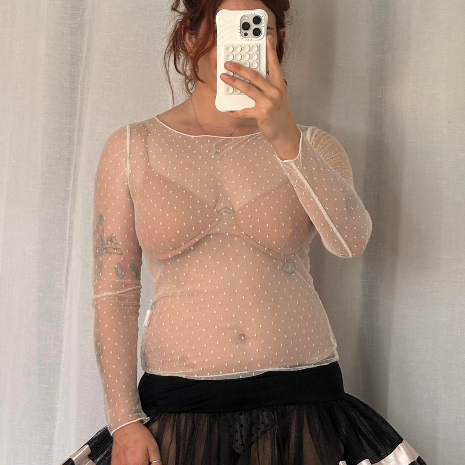 Other y2k sheer polka dot mesh top ✧ long sleeve Size M / US 6-8 / IT 42-44 - 1 Thumbnail