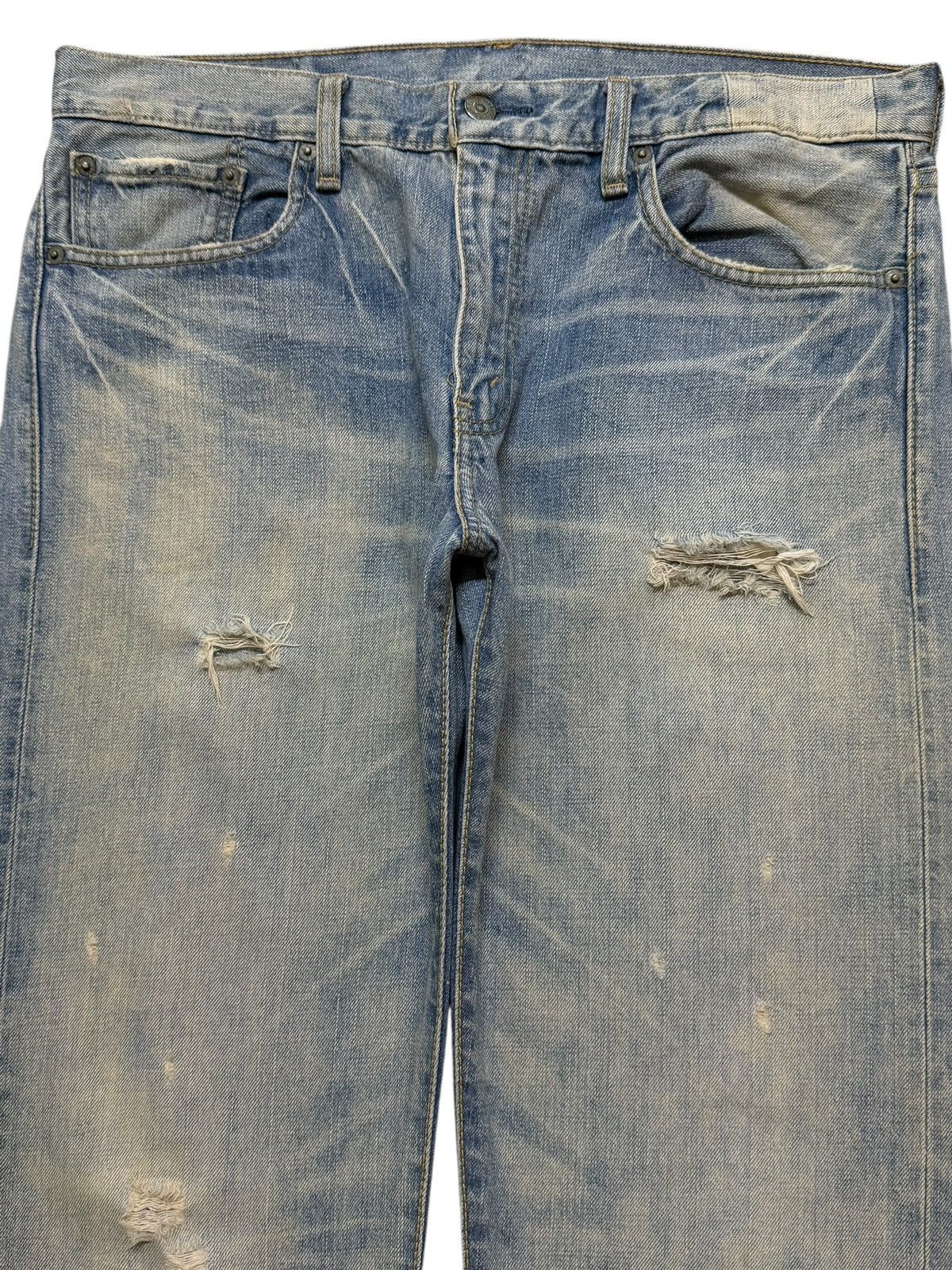 Levi's Vintage 90s Levis 505 Blue Faded Mud Wash Distress Straight Size US 35 - 3 Thumbnail