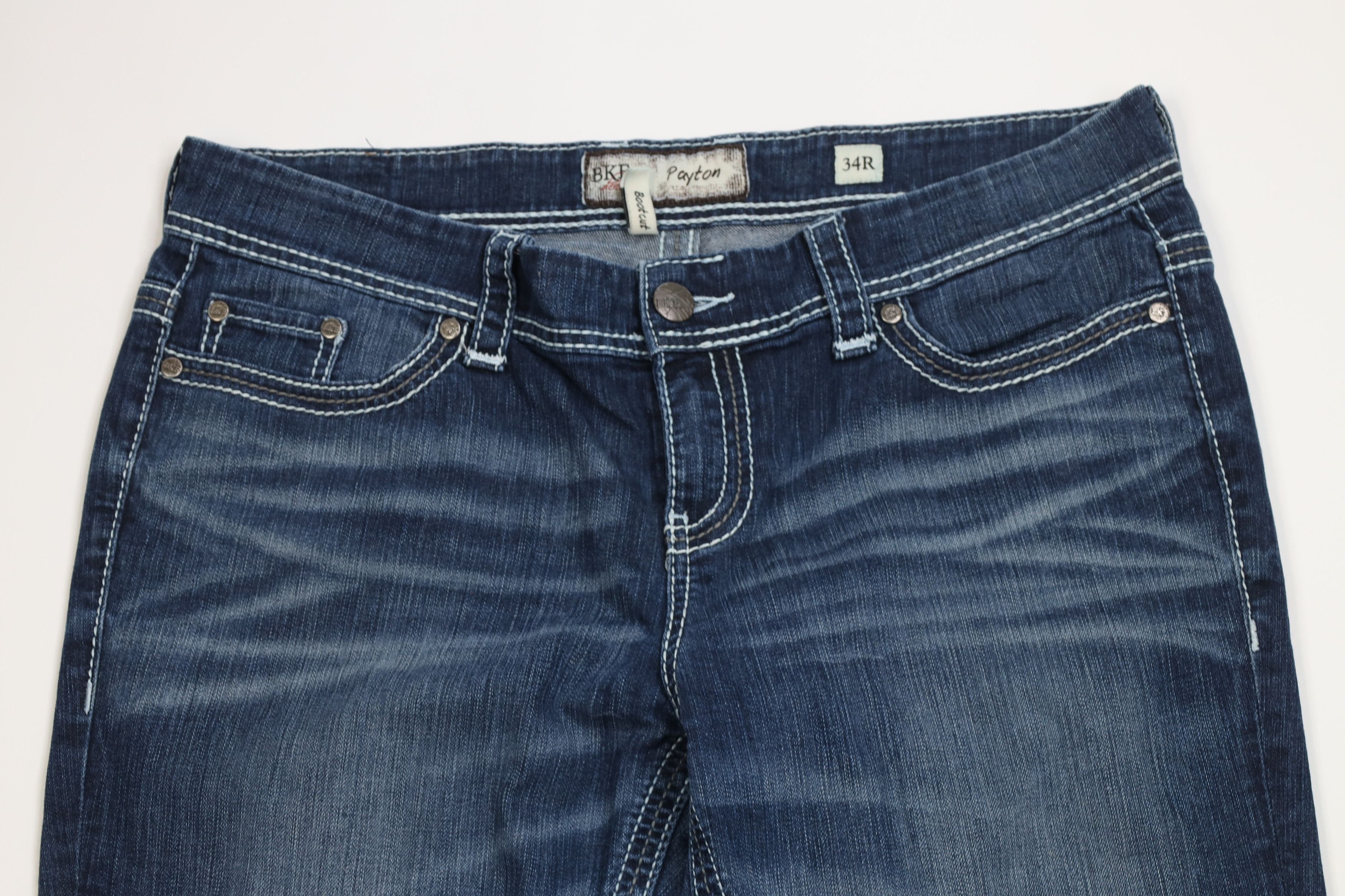 Vintage Buckle BKE Thick Stitch Payton Bootcut Flared Jeans Stretch Size 34" / US 12 / IT 48 - 2 Thumbnail