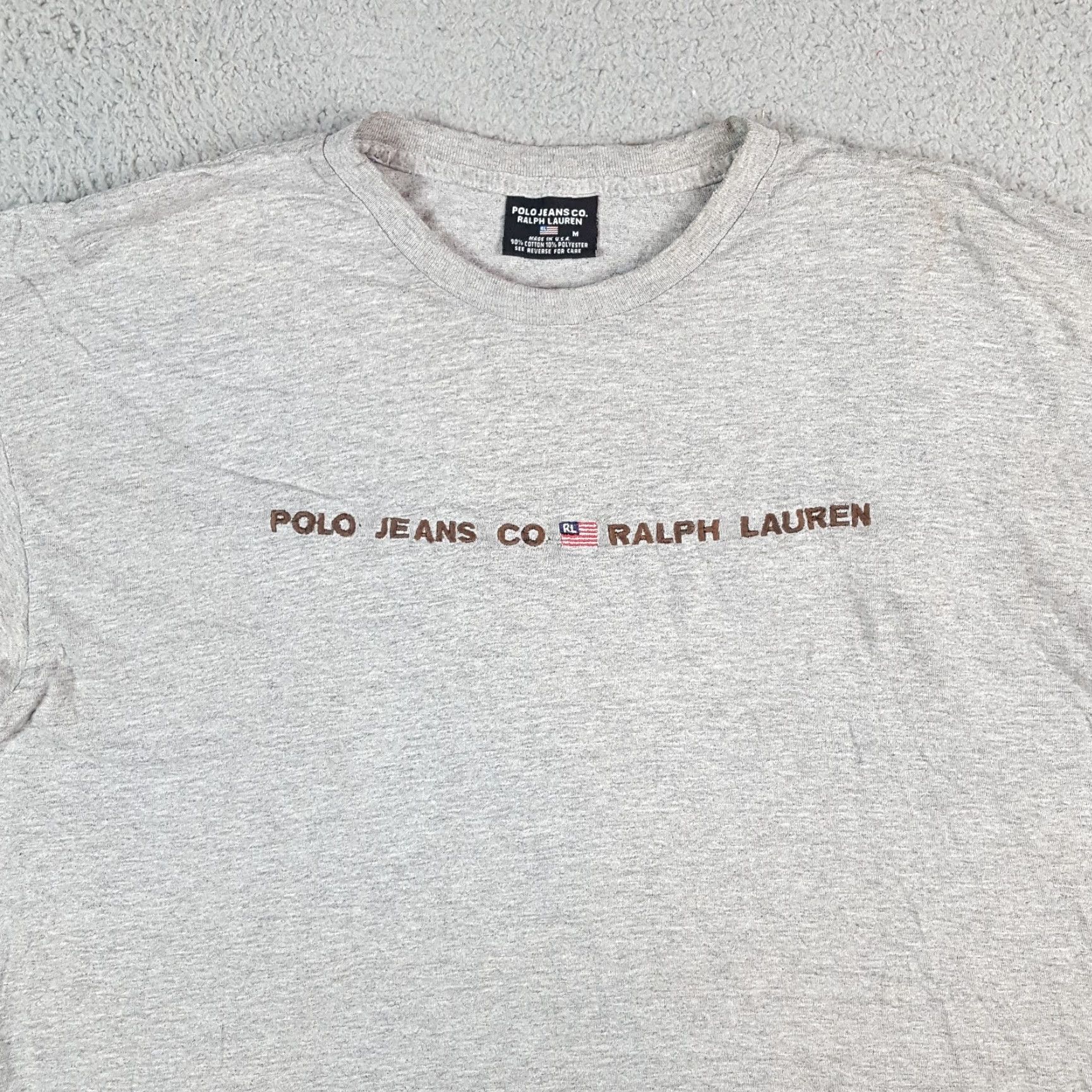 Ralph Lauren VINTAGE Ralph Lauren Polo Jeans Co Logo T Shirt Size M Distressed Preppy RL Gray 90s Mens Size US M / EU 48-50 / 2 - 2 Thumbnail