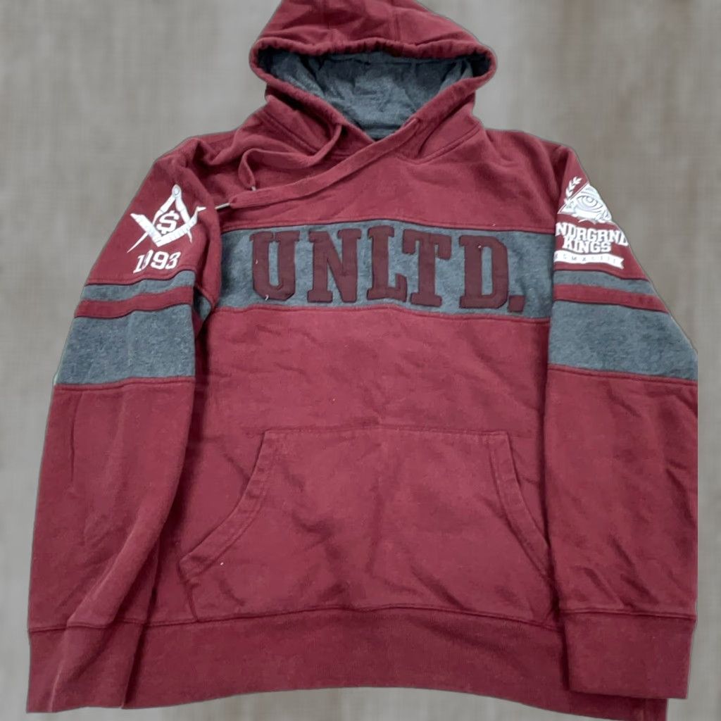 Vintage VINTAGE Ecko Unltd Hoodie Men Large Maroon Sweatshirt Sweater Y2K Hip Hop 2000s Size US L / EU 52-54 / 3 - 1 Thumbnail