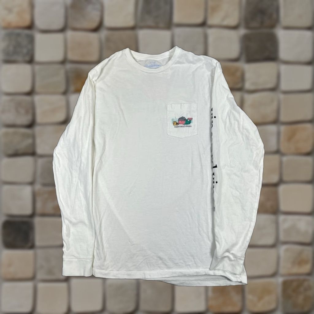 Vineyard Vines Vineyard Vines Shirt Mens Large White Cotton Knit Pullover Logo T-Shirt Regular Crew Neck Button Pockets Preppy Vintage: No Size US L / EU 52-54 / 3 - 1 Thumbnail