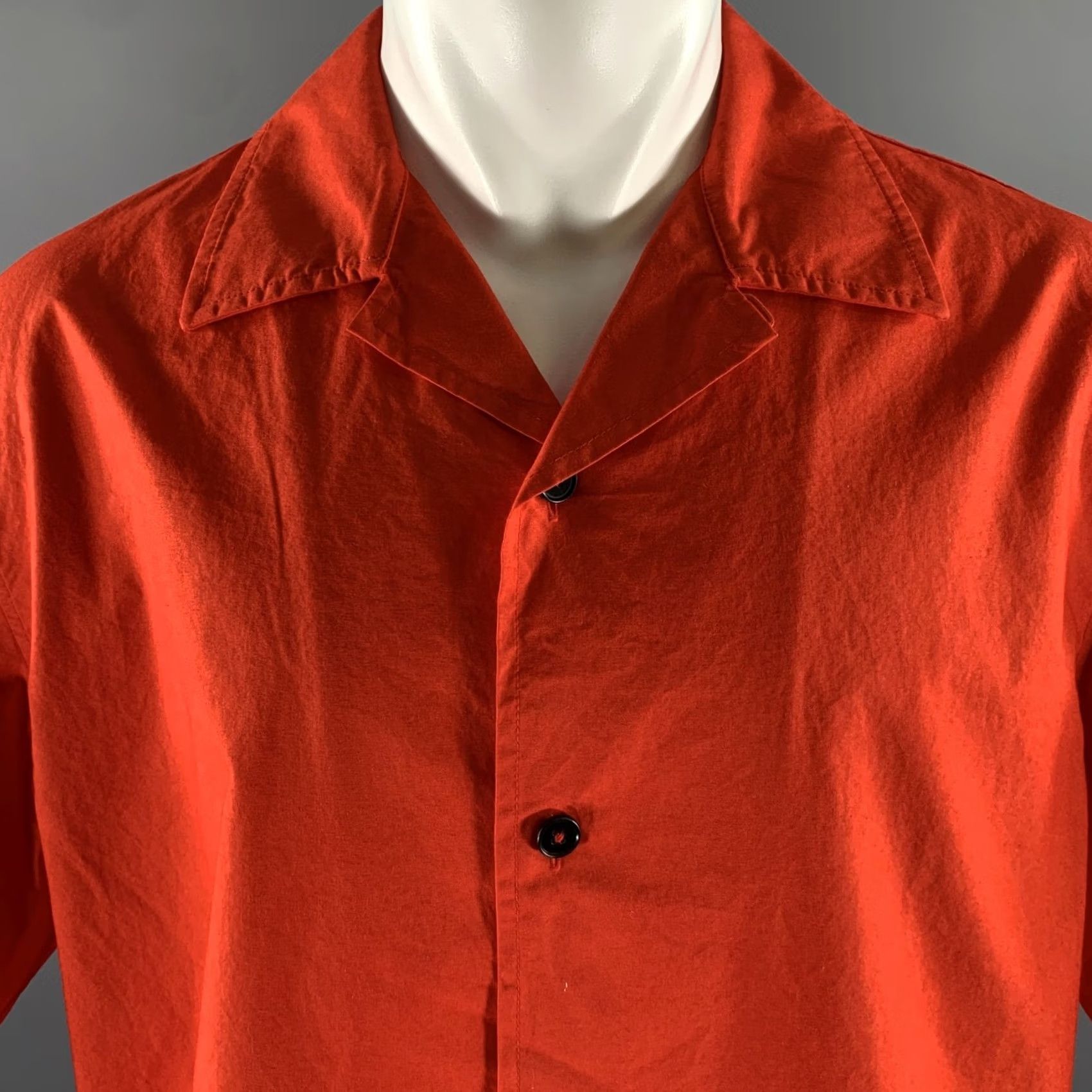 Jil Sander JIL SANDER Camp Shirt Size L Red Cotton Short Sleeve Size US L / EU 52-54 / 3 - 2 Thumbnail