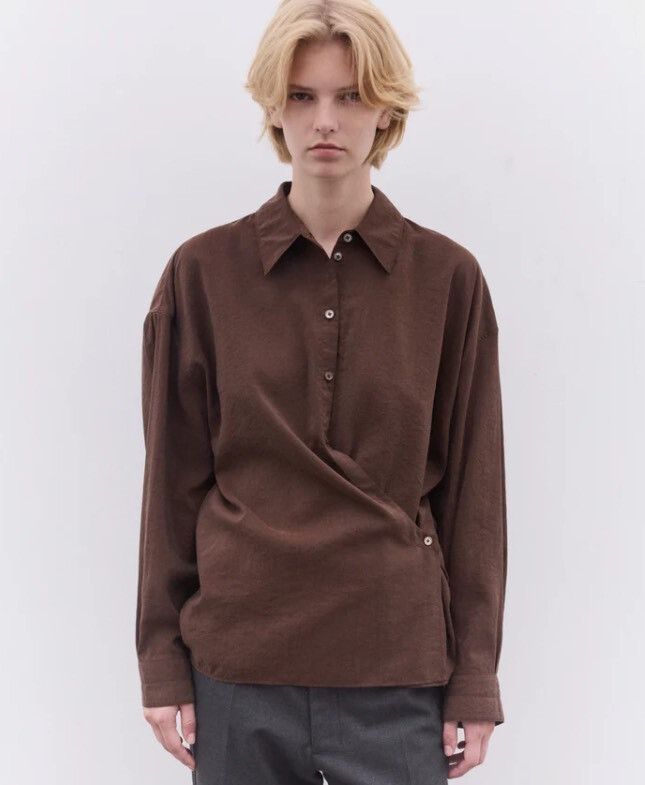 Lemaire LEMAIRE 25FW Brown Silk Pleated Shirt Size US XS / EU 42 / 0 - 1 Thumbnail