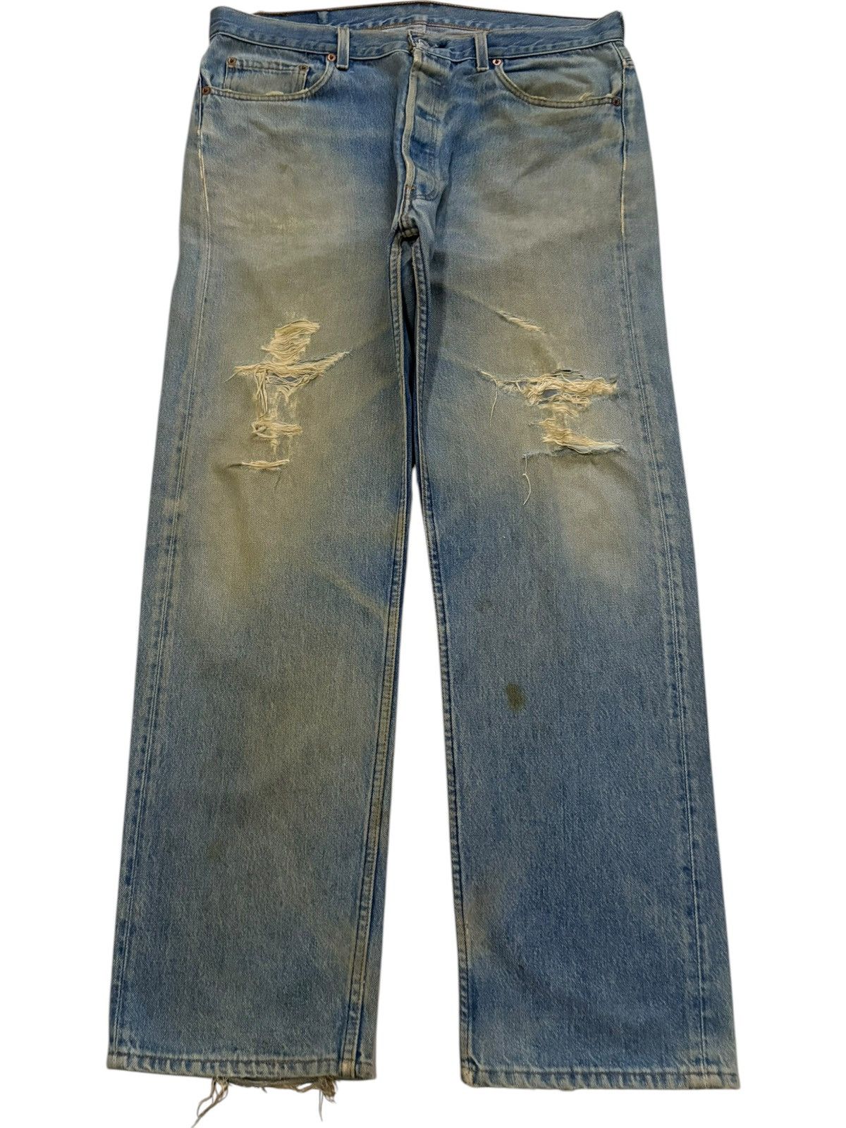Levi's Vintage 90s Levis 501xx Mud Wash Distressed Baggy Jeans Size US 37 - 1 Thumbnail