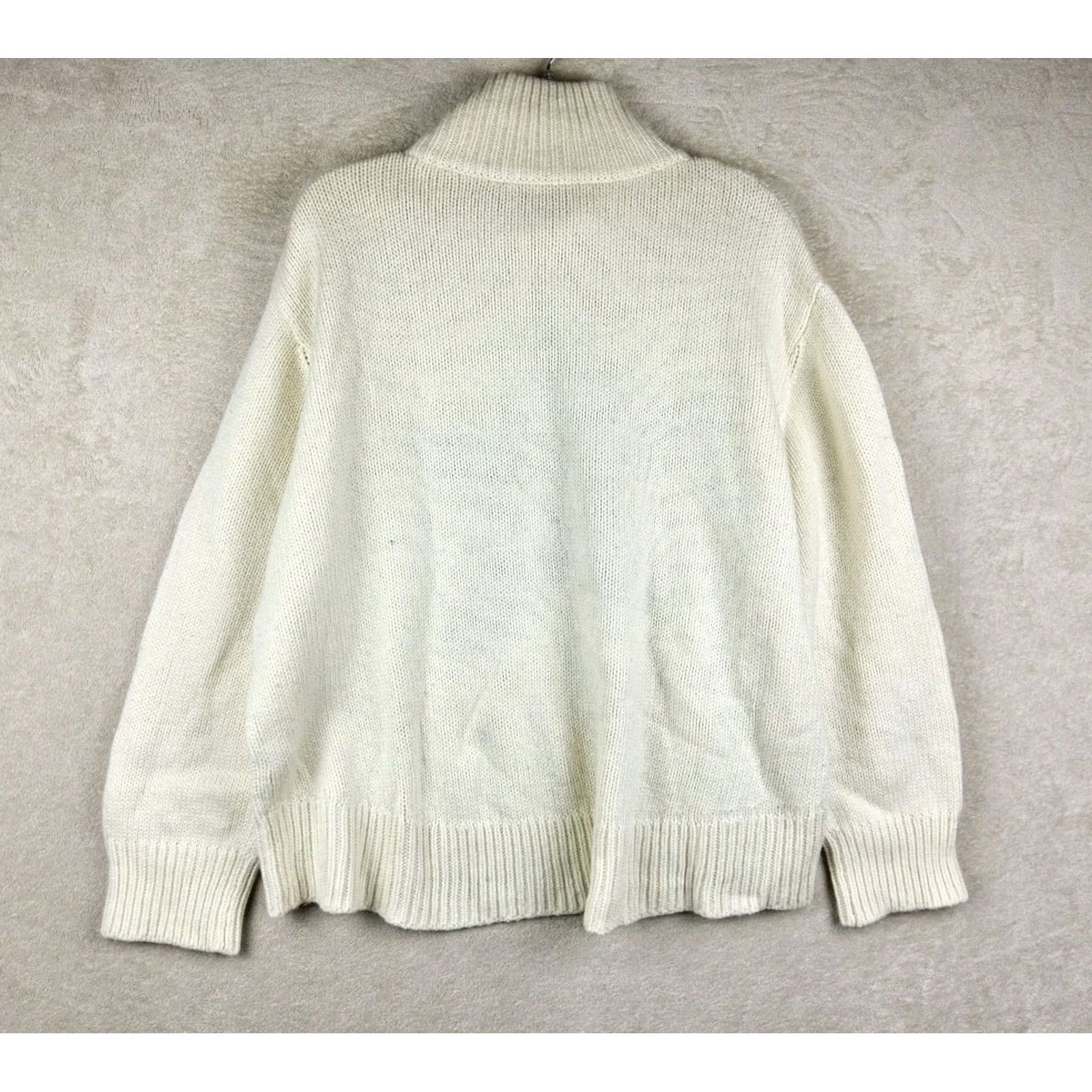 Vintage Kate Spade Sweater Womens XL Ivory Women Wool Cashmere Blend Chunky Mock Star Size Size XL / US 12-14 / IT 48-50 - 5 Thumbnail