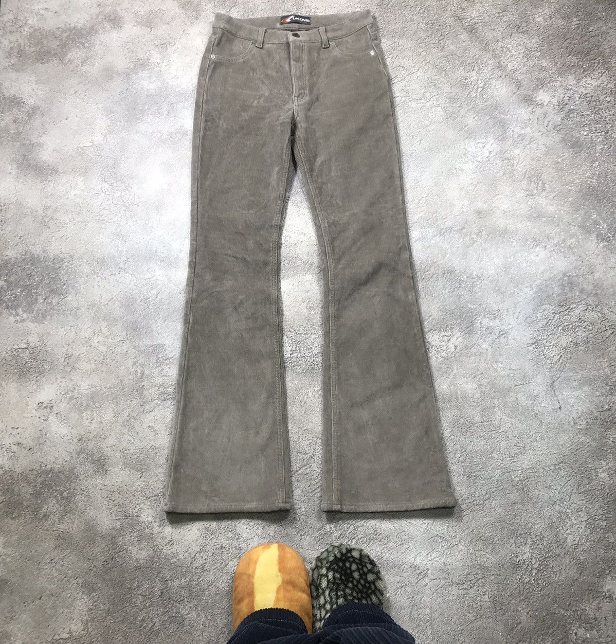 Vintage Vintage 90s Flared Velvet Wide Leg Pants Washed Grey Wool 28 Size 28" / US 6 / IT 42 - 1 Thumbnail