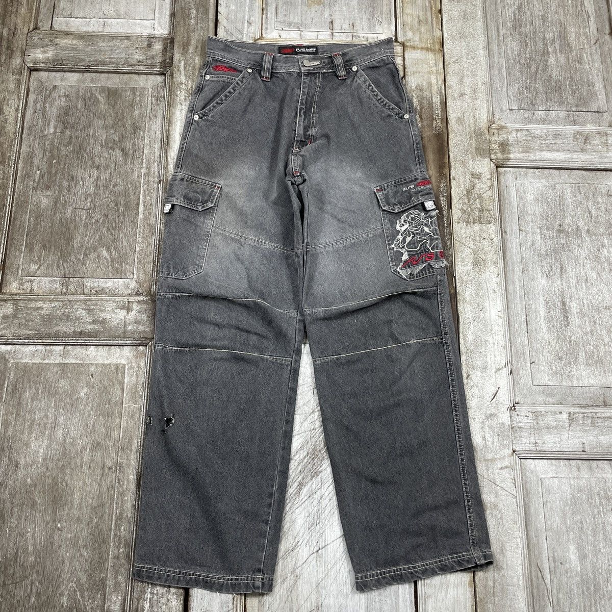 Japanese Brand × Vintage Vintage PJS Surf Cargo Grey Baggy Pants Size US 30 / EU 46 - 2 Thumbnail