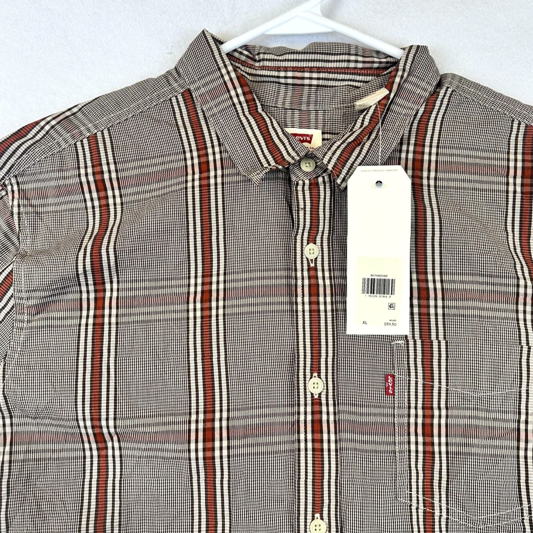 Levi's Levis Shirt Mens XL Brown Red Plaid Long Sleeve Button Down Standard Fit New Size US XL / EU 56 / 4 - 3 Thumbnail