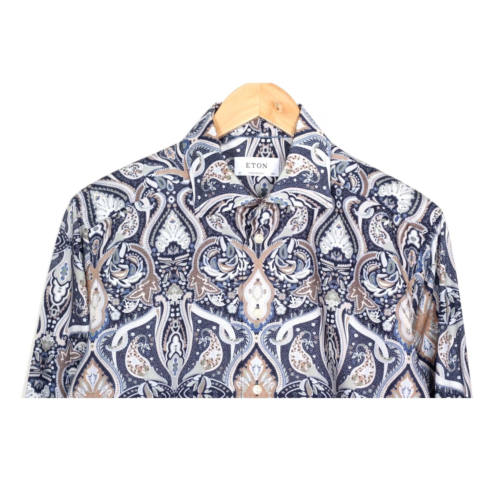 Eton ETON Paisley Shirt Men 40 Long Sleeve Slim Fit Button-Up Casual Formal plaid multicoloured 40 Mens Size US L / EU 52-54 / 3 - 2 Thumbnail