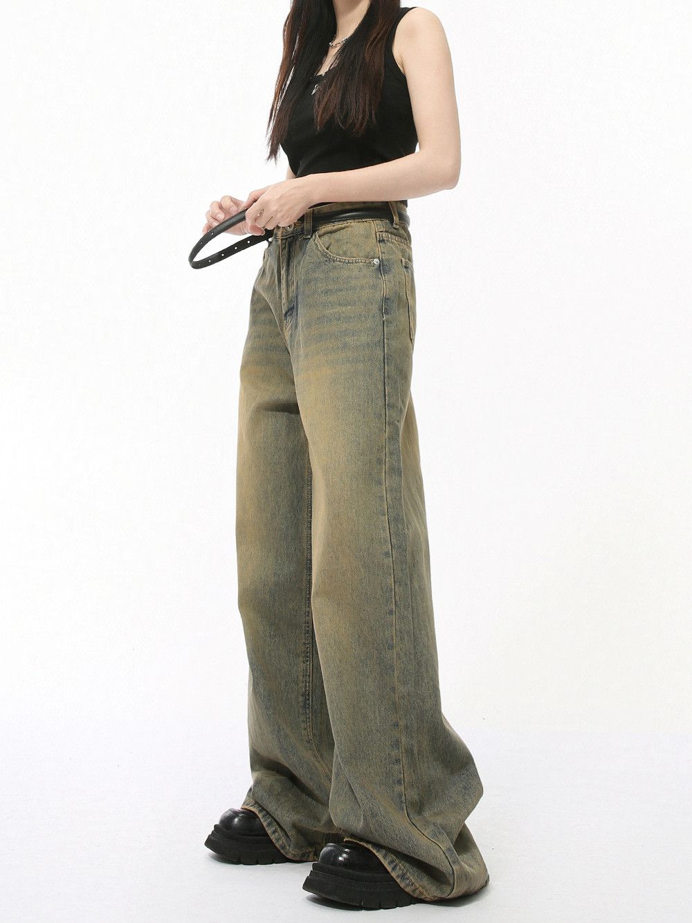Vintage Men's vintage distressed washed wide-leg jeans Size US 32 / EU 48 - 4 Thumbnail
