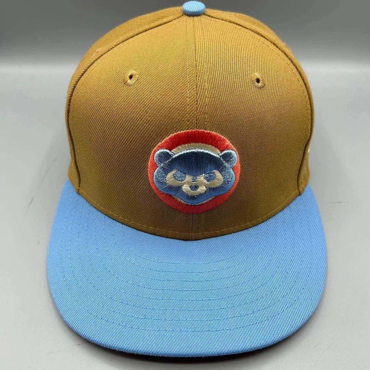 New Era Chicago Cubs Hat Men 7 3/8 Brown Blue MLB Fitted Cap Size ONE SIZE - 1 Thumbnail