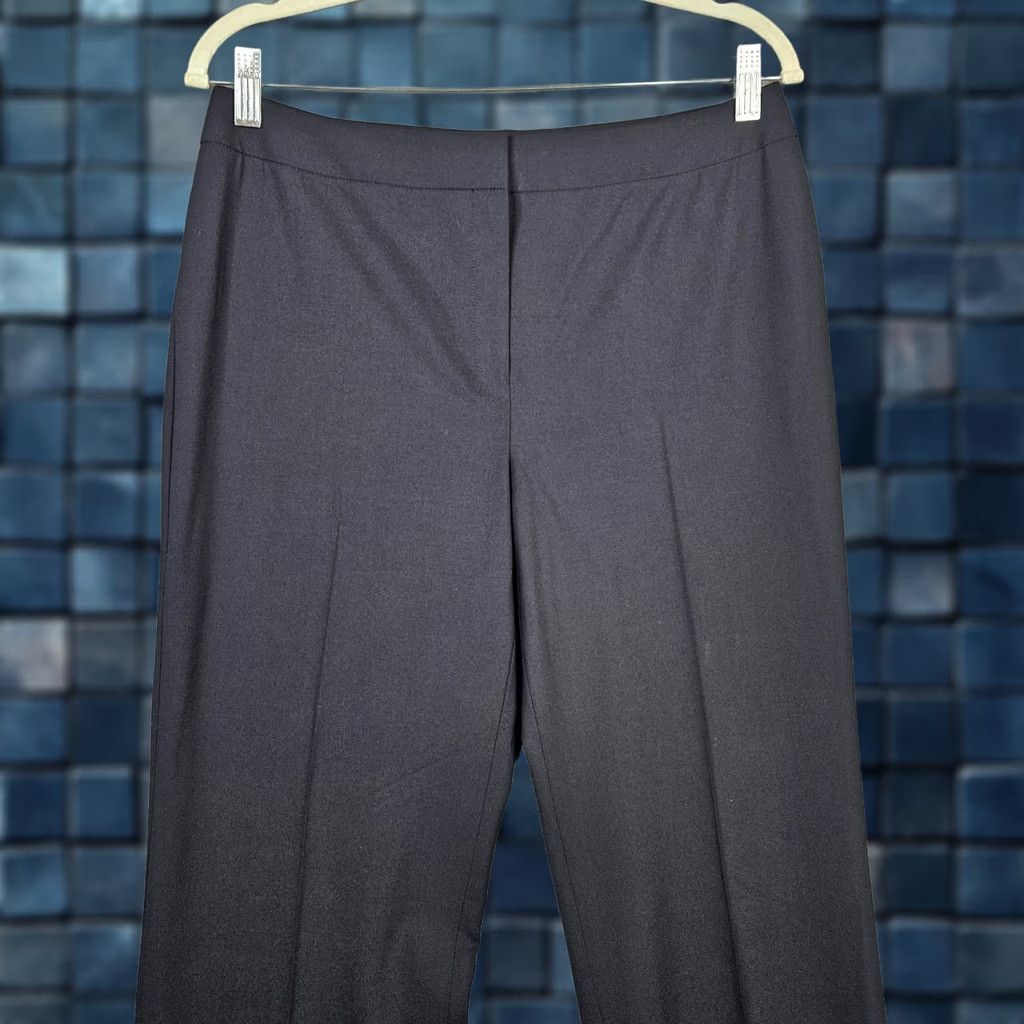 Vintage LAFAYETTE 148 Women’s Gray Straight Leg Dress Pants Size 8 Regular Wool Elastane Button Front Front Rise Mid Casual Womens Size 30" / US 8 / IT 44 - 1 Thumbnail