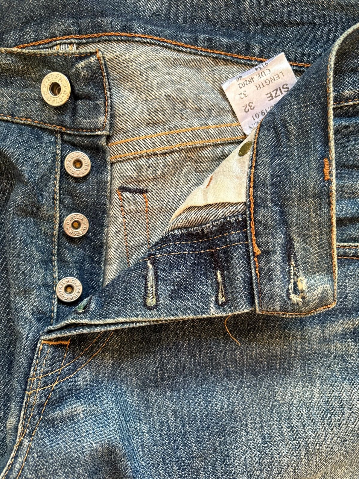 G-Star Vintage G Star Jean Button Fly Rusty Mud Wash Rip Loose Jean Size US 32 / EU 48 - 3 Thumbnail