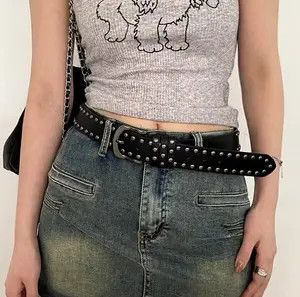 Japanese Brand × Vintage Punk Grunge Studded Round Nails Metal Leather Belt Size ONE SIZE - 1 Thumbnail