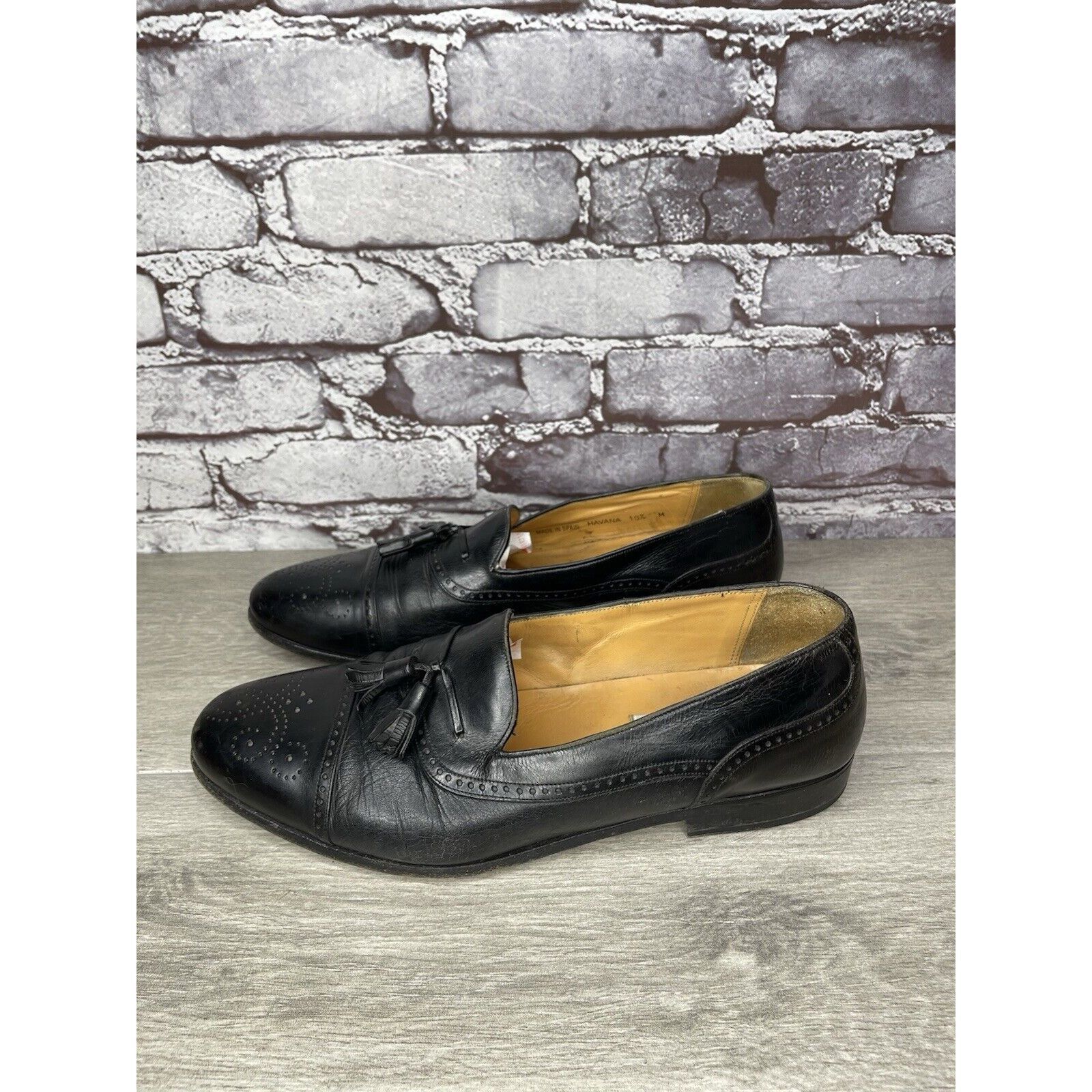 Mezlan MEZLAN HAVANA Black Leather Wingtip Tassel Loafers Shoes Men Size US 10.5 / EU 43-44 - 24 Thumbnail
