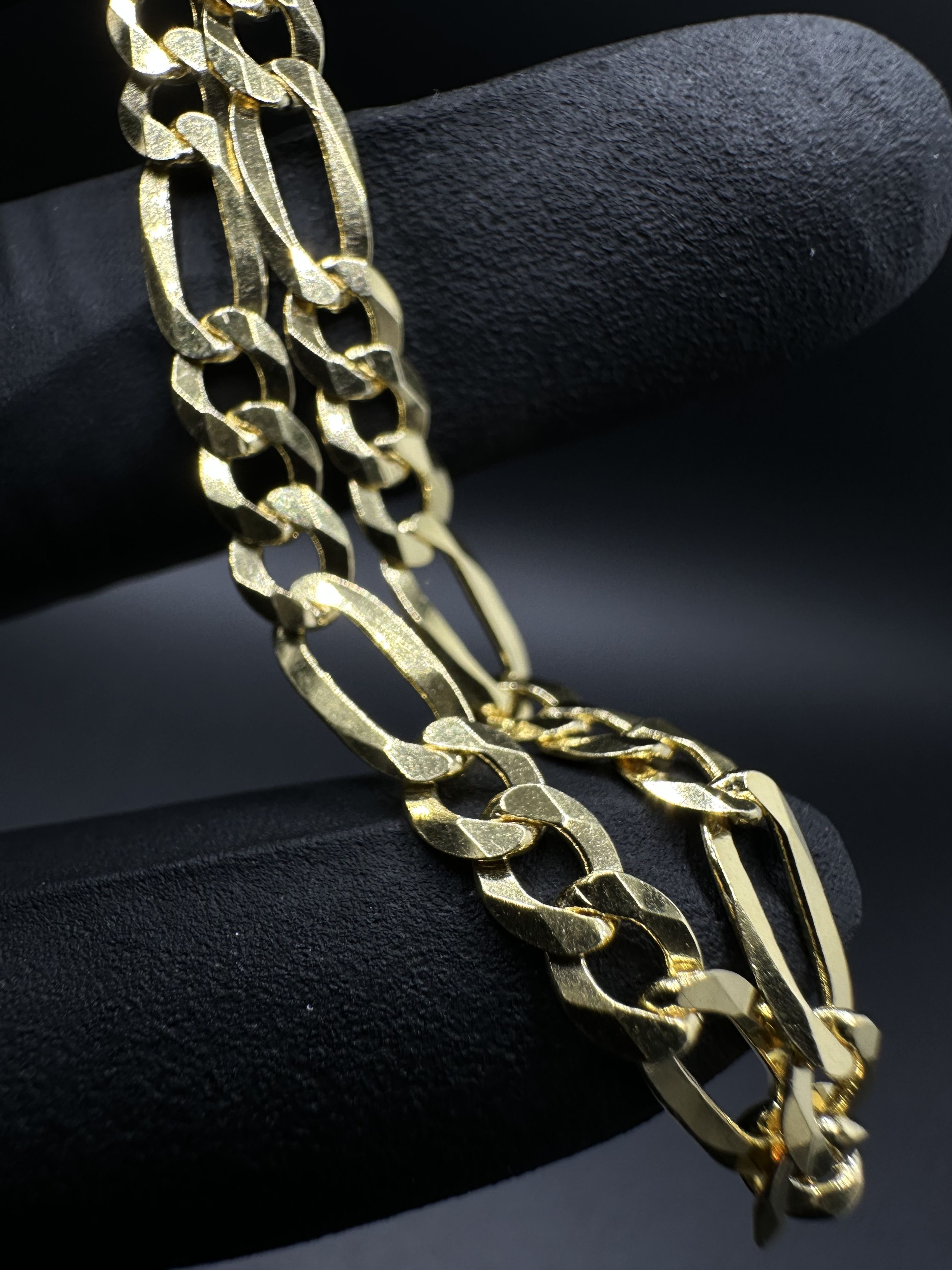 Jewelry 14KT GOLD OVER STERLING SILVER 925 FIGARO BRACELET Size ONE SIZE - 2 Thumbnail