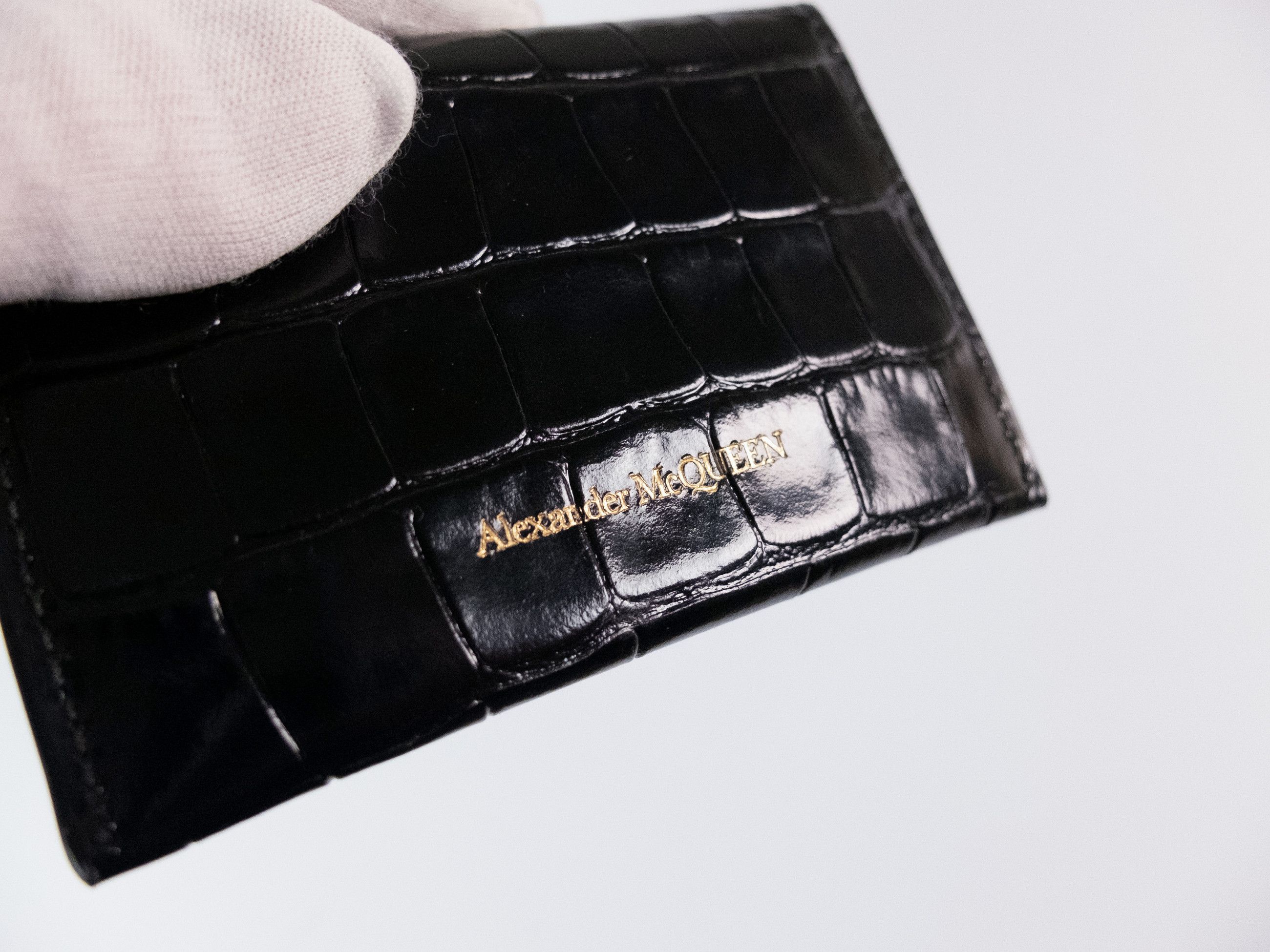 Alexander McQueen ALEXANDER MCQUEEN Skull black croc effect card holder q Size ONE SIZE - 5 Thumbnail