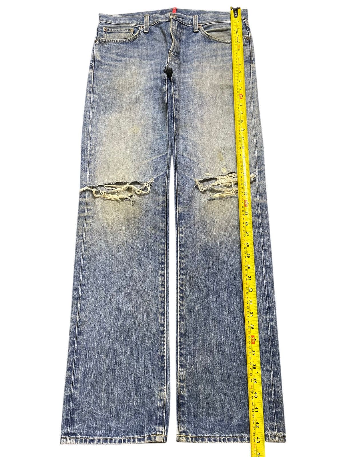 Uniqlo Vintage Japanese Uniqlo Blue Mud Wash Faded Distressed Jeans Size US 33 - 12 Thumbnail