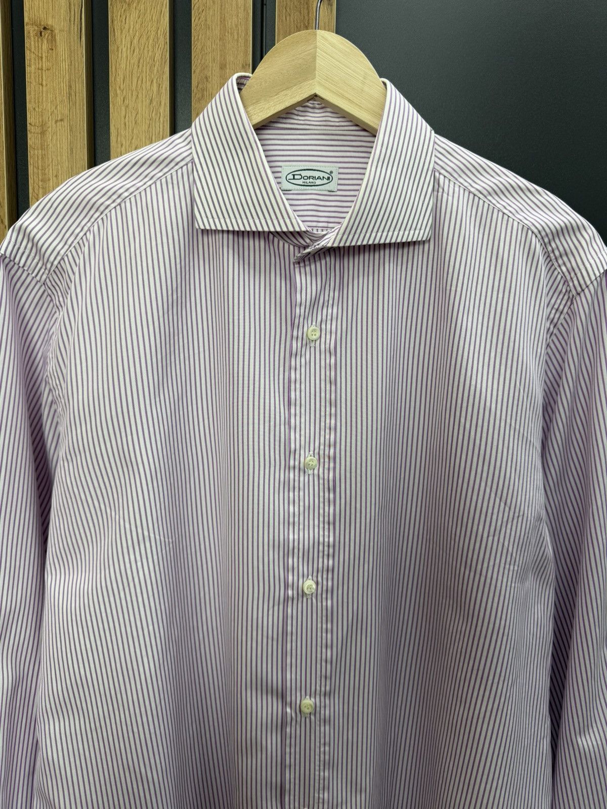 Doriani Doriani Milano Purple Striped Shirt Size 42 16 1/2 Size US L / EU 52-54 / 3 - 2 Thumbnail