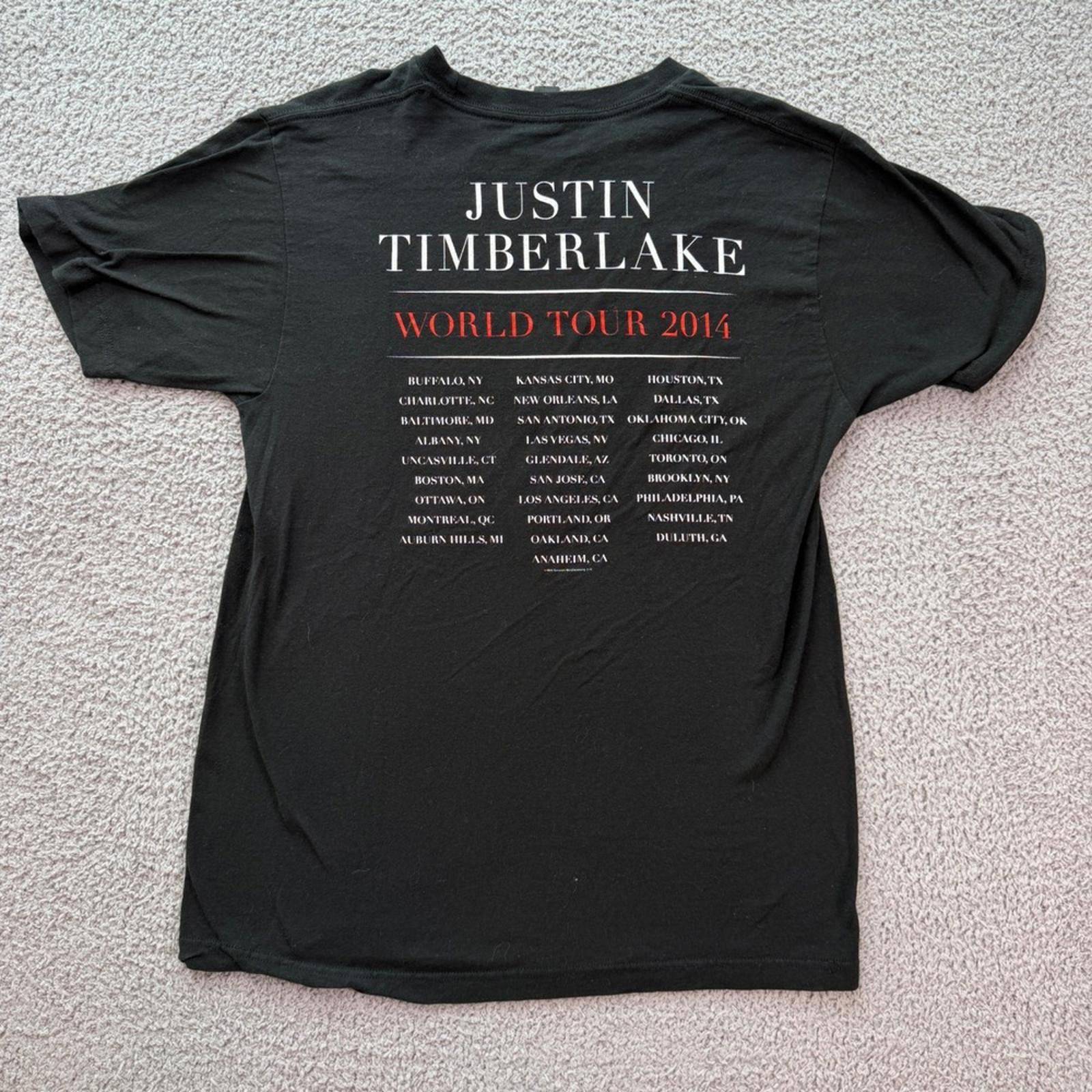 Tultex 2014 Justin Timberlake World Tour Black T Shirt Mens M Size US M / EU 48-50 / 2 - 3 Thumbnail