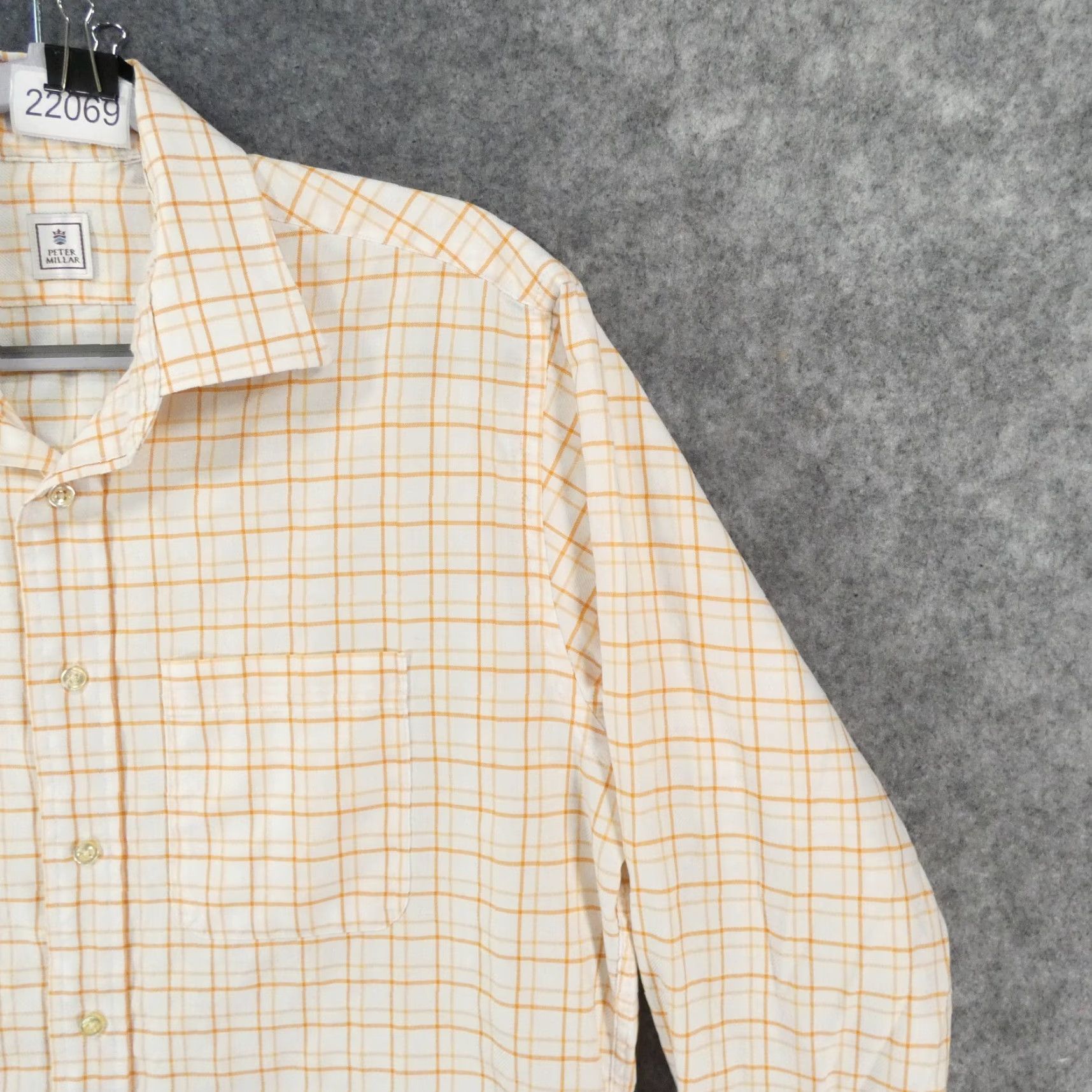 Peter Millar Peter Millar Shirt Mens Large Long Sleeve Button-Up Orange White Plaid Size US L / EU 52-54 / 3 - 6 Thumbnail
